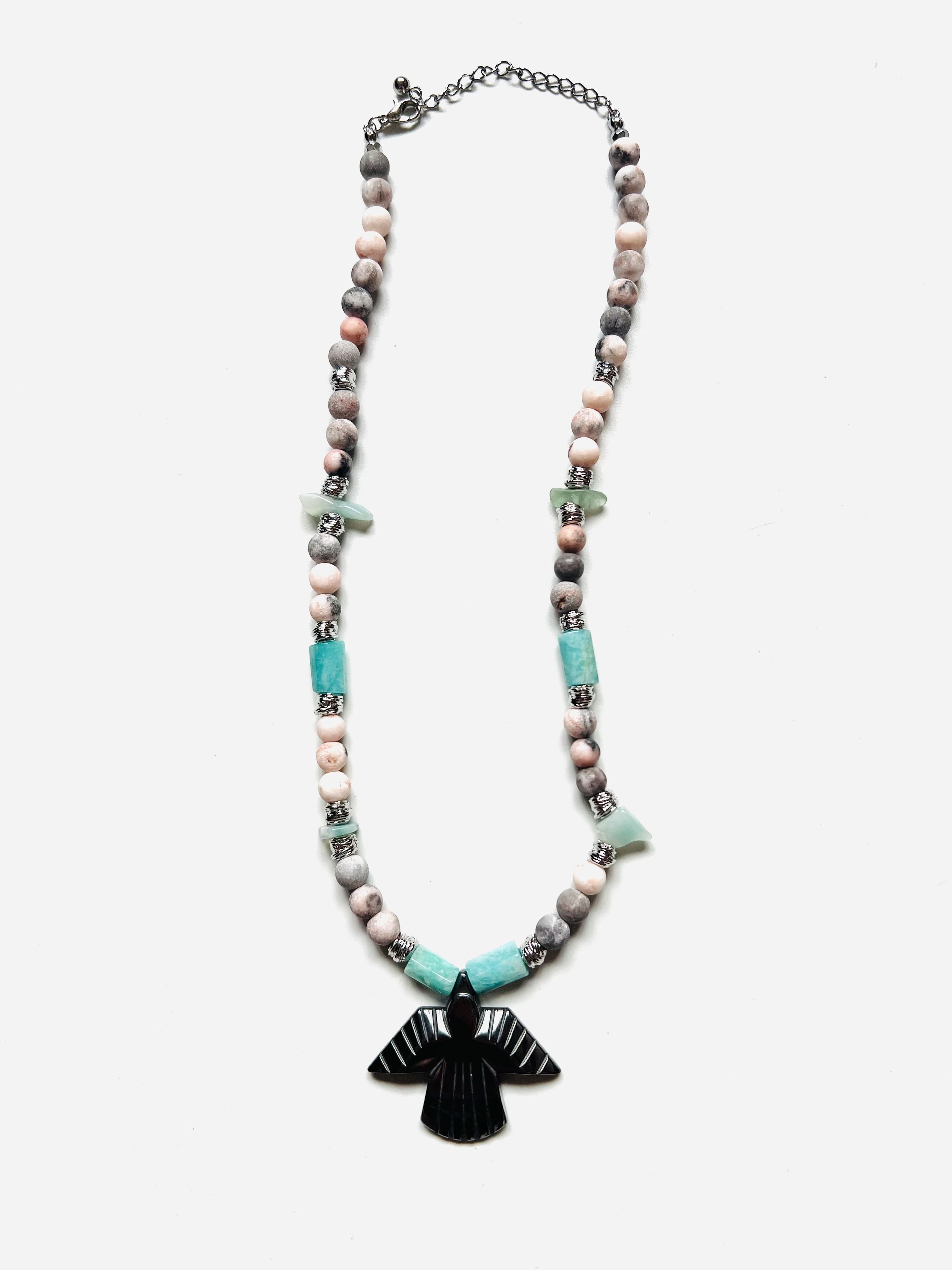 Collier SPRING PHOENIX, aventurine, jaspe zébrée