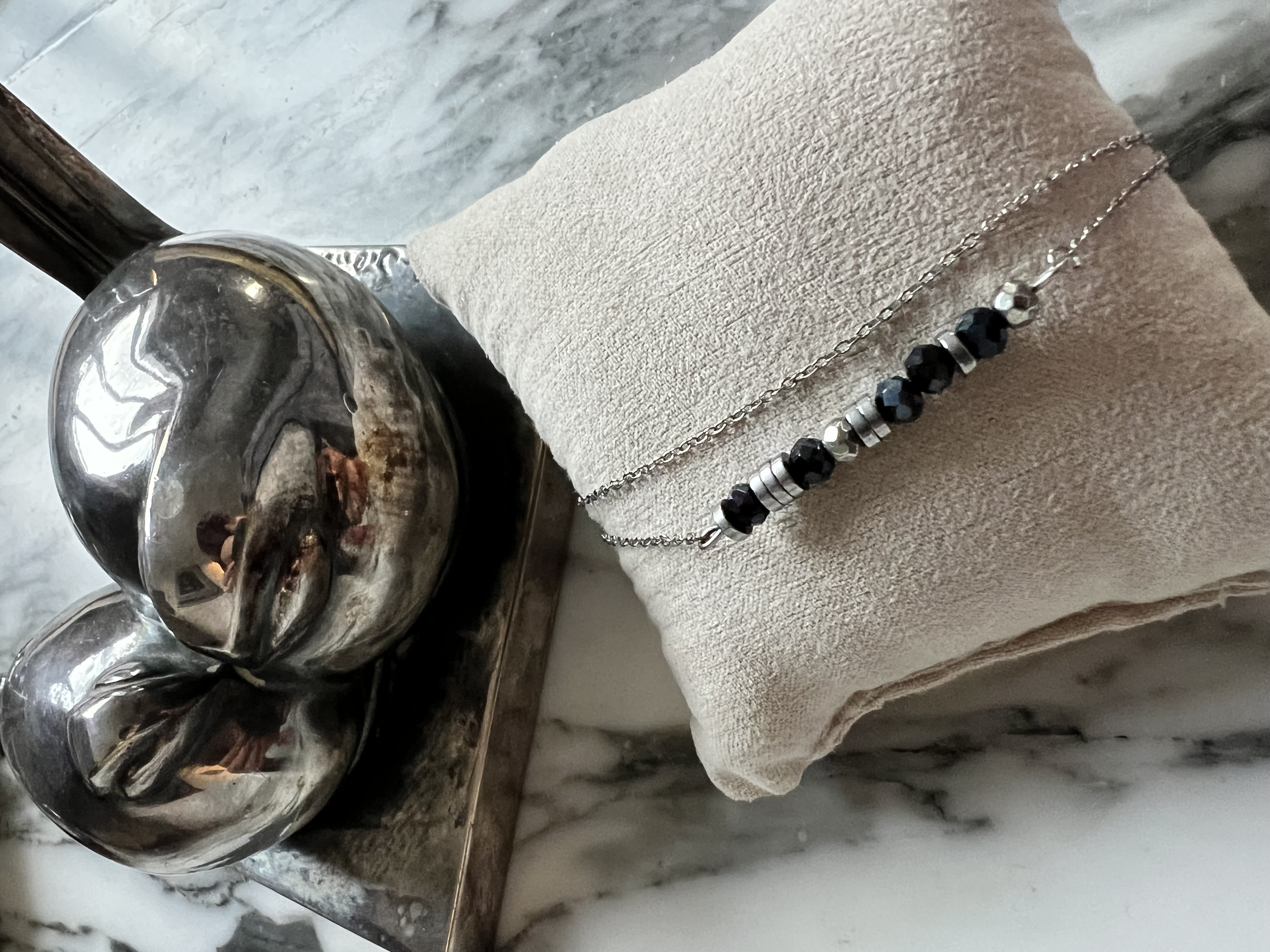 Bracelet REBEL, cristal, hématite argentée