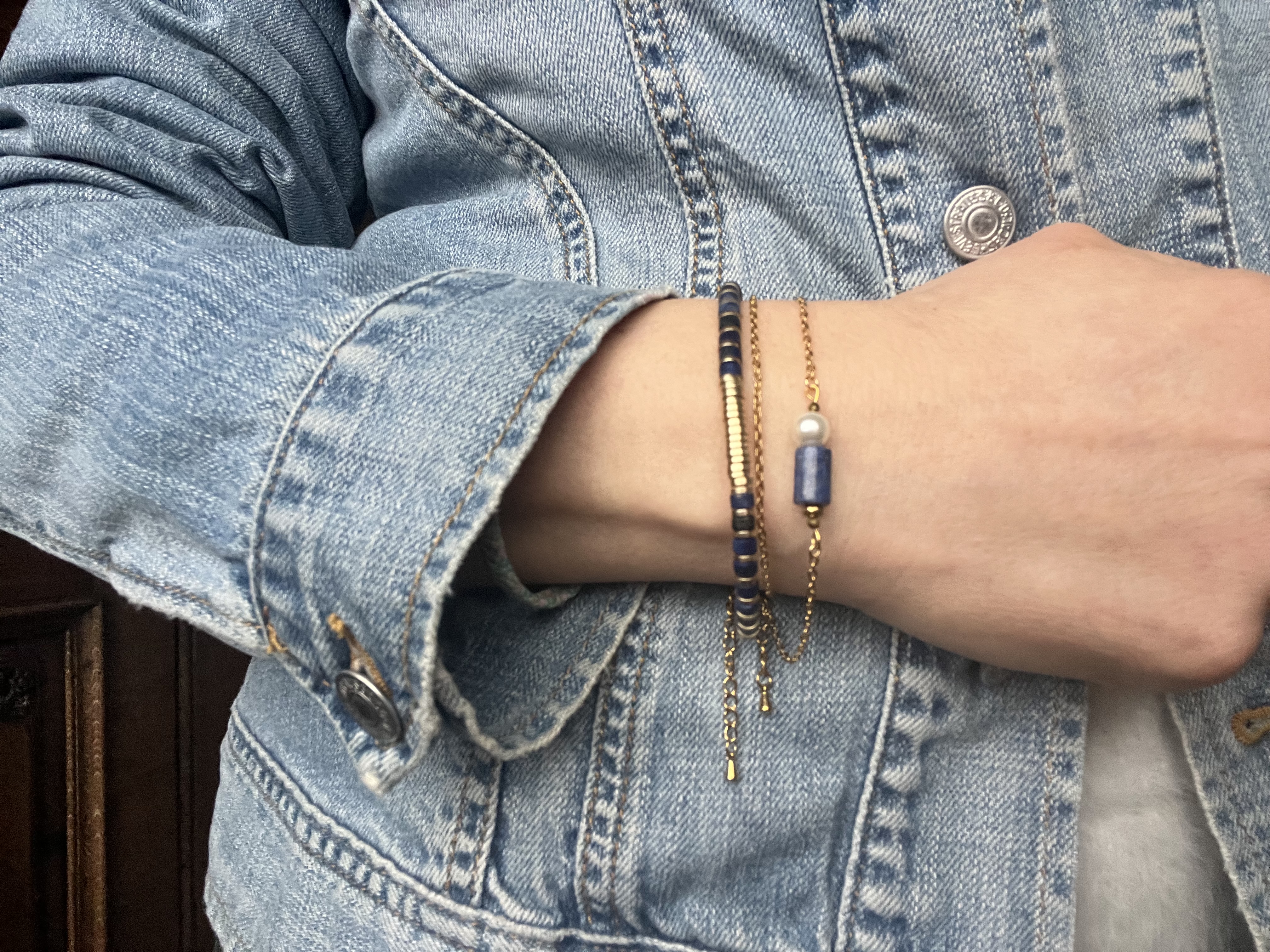Bracelet OSIRIS, lapis lazuli, hématite dorée