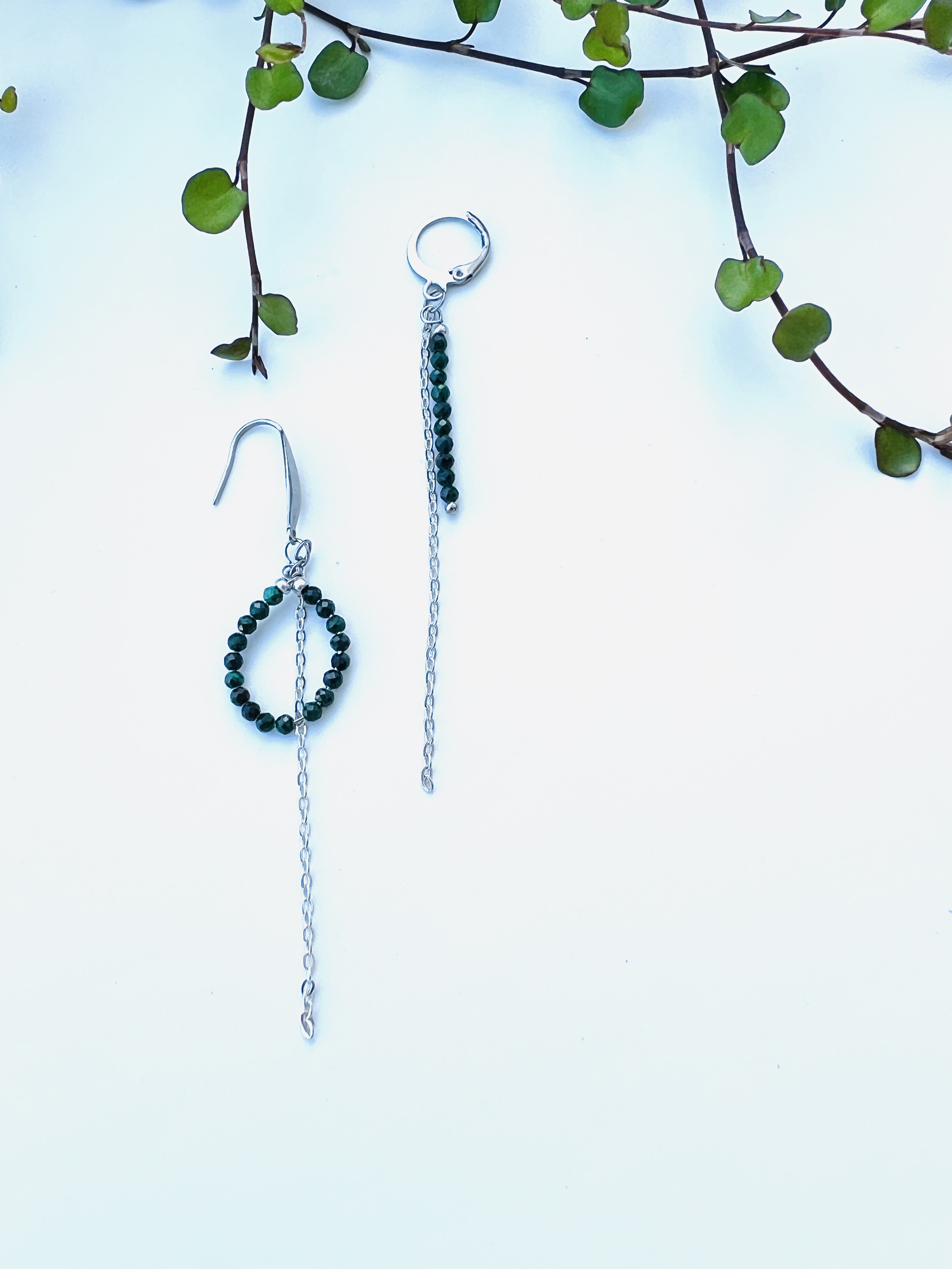 Boucles d'oreilles MORMAL, malachite