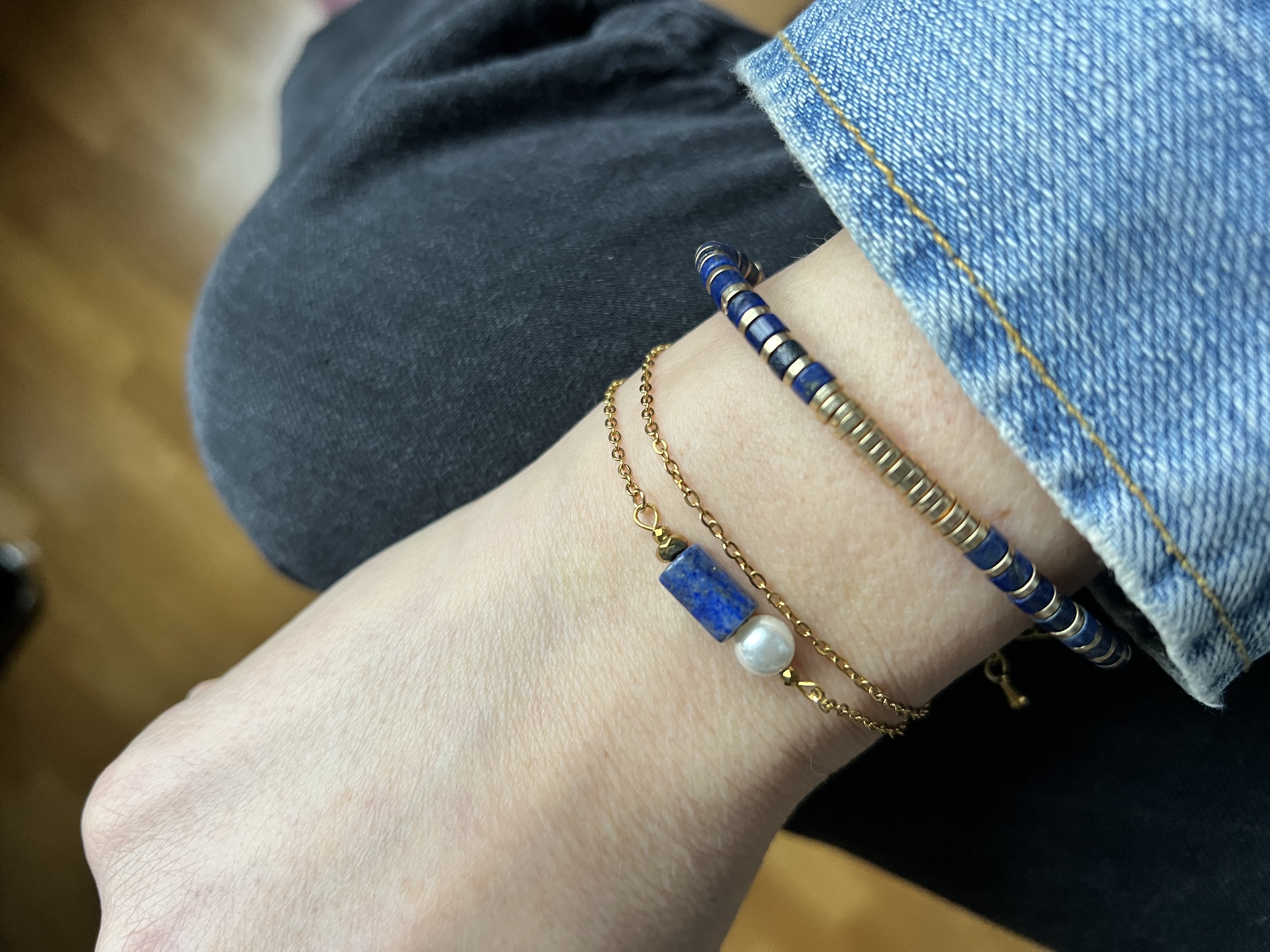 Bracelet OSIRIS, lapis lazuli, hématite dorée