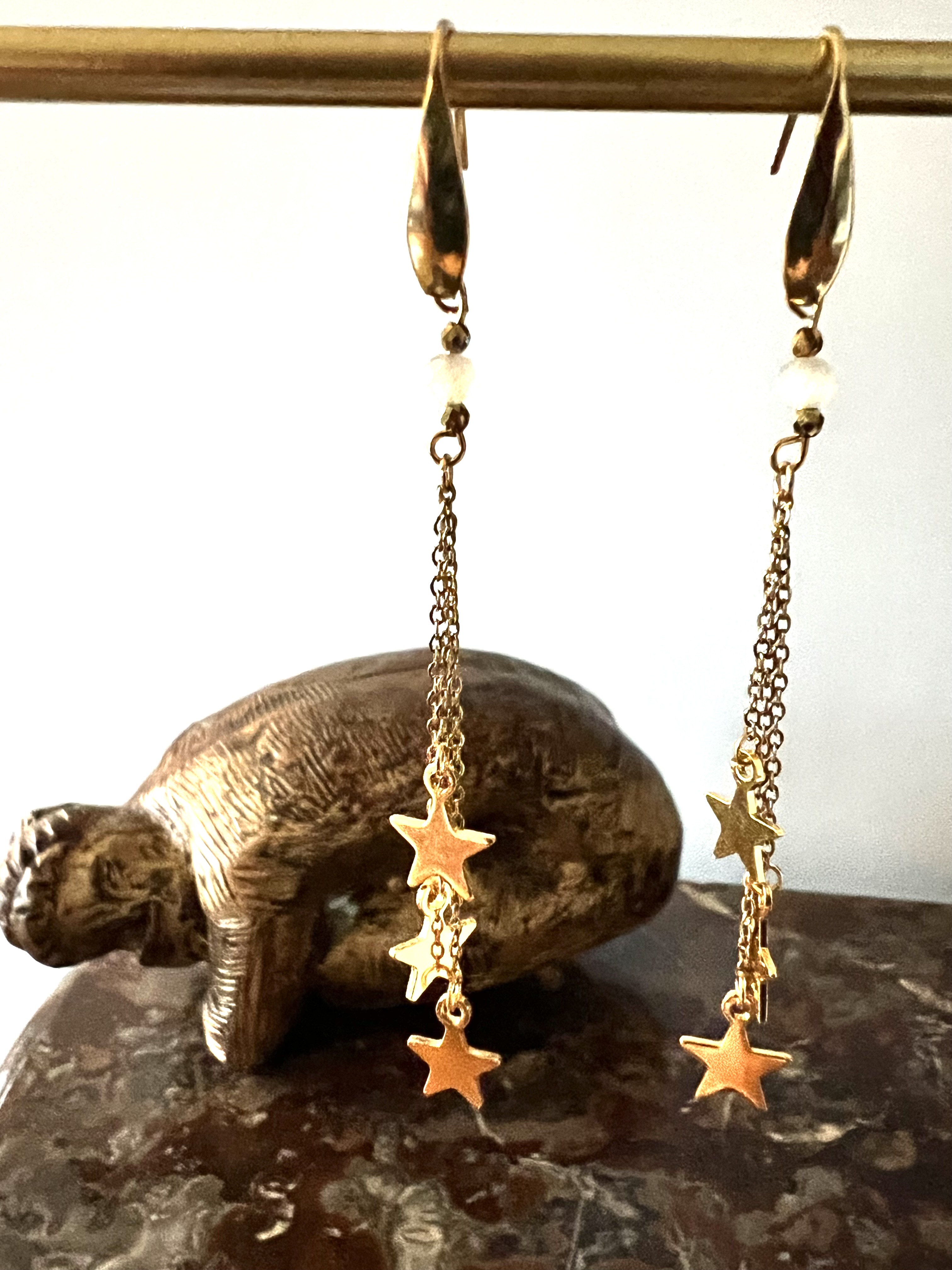 Boucles d'oreilles PLUIE D’ETOILES, cristal de Bohème 