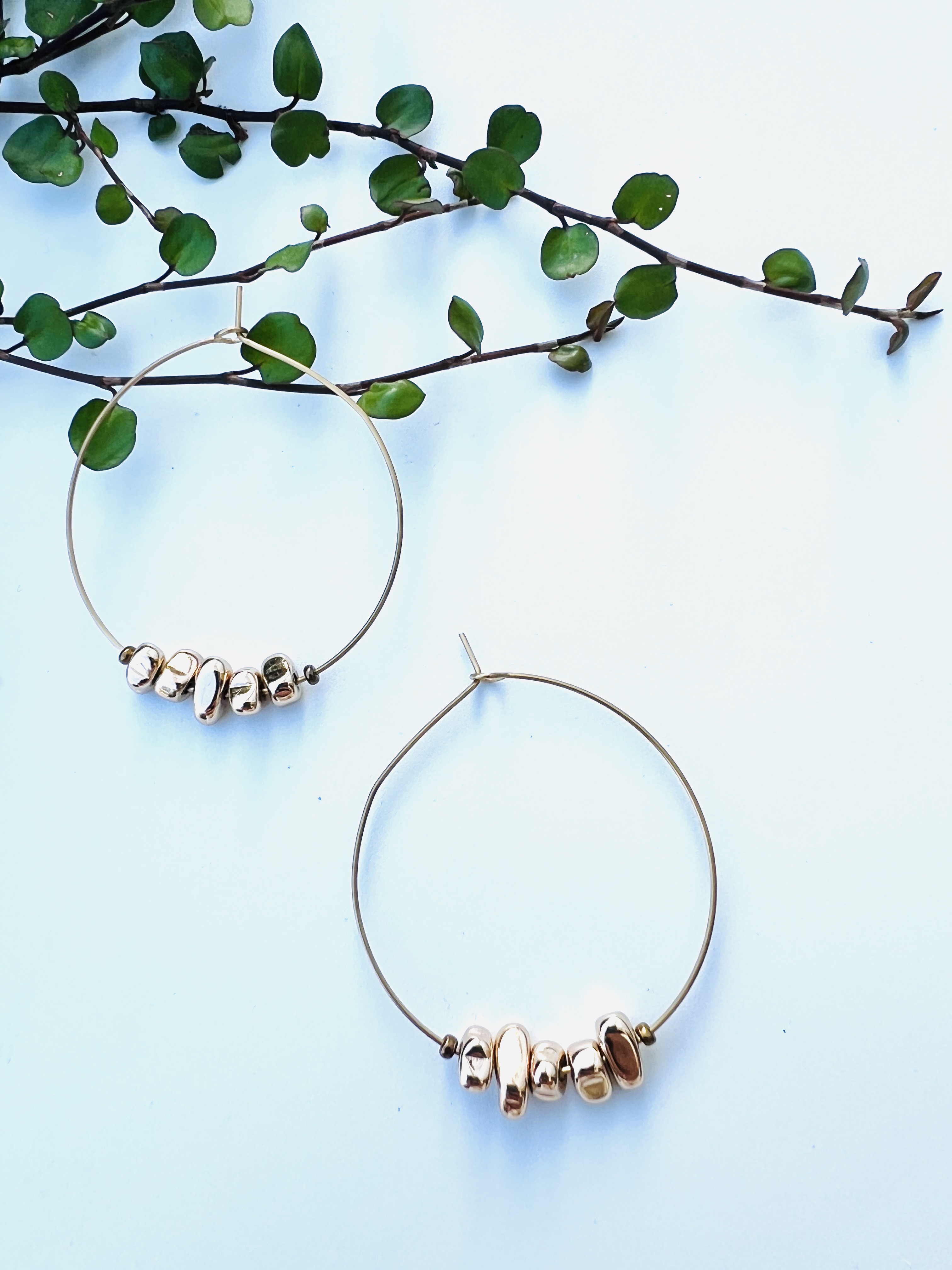 Créoles GOLD INUKSHUK, hématite plaqué or 14k