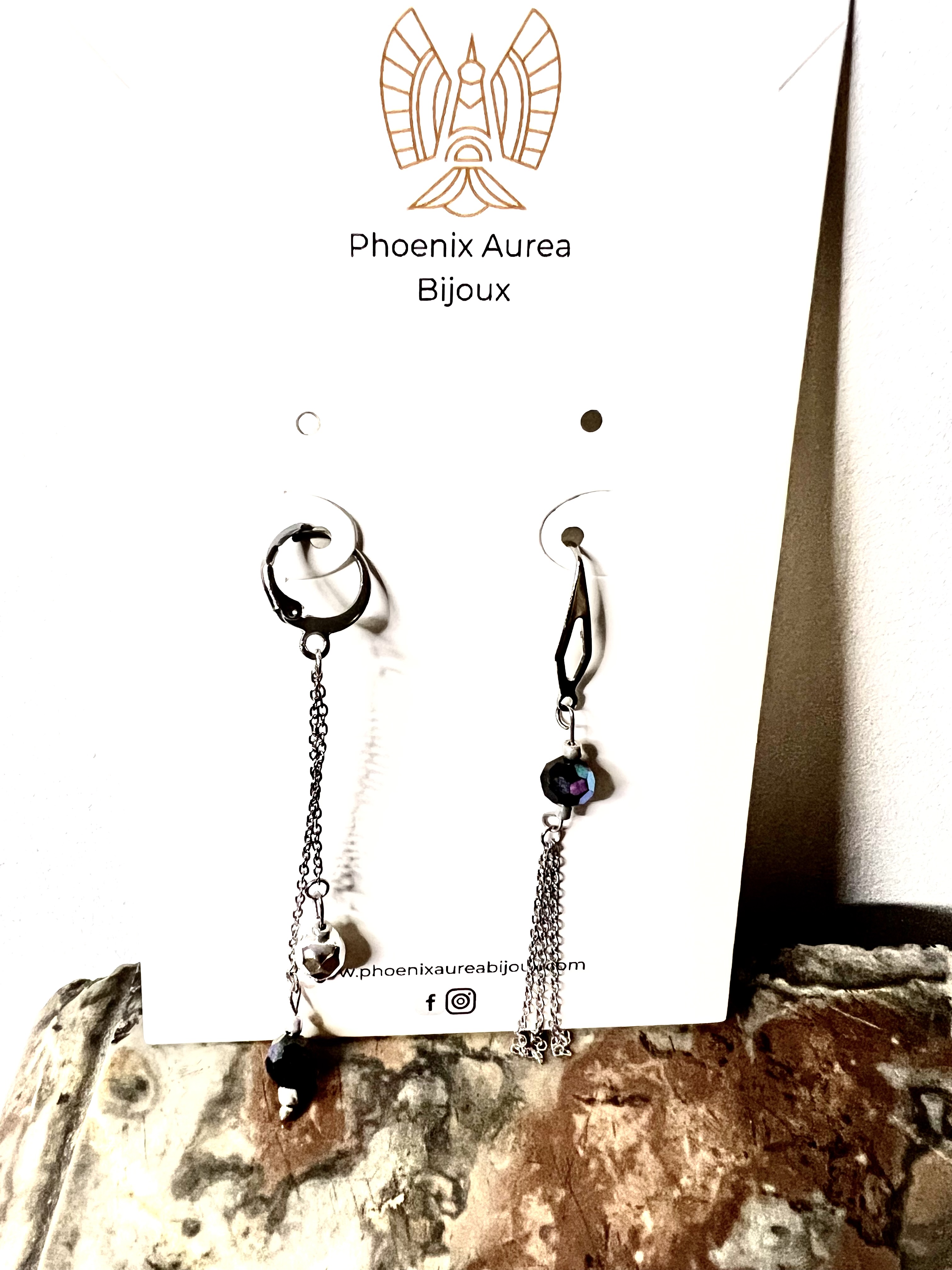 Boucles d'oreilles DARK NIGHT,  cristal de Bohème