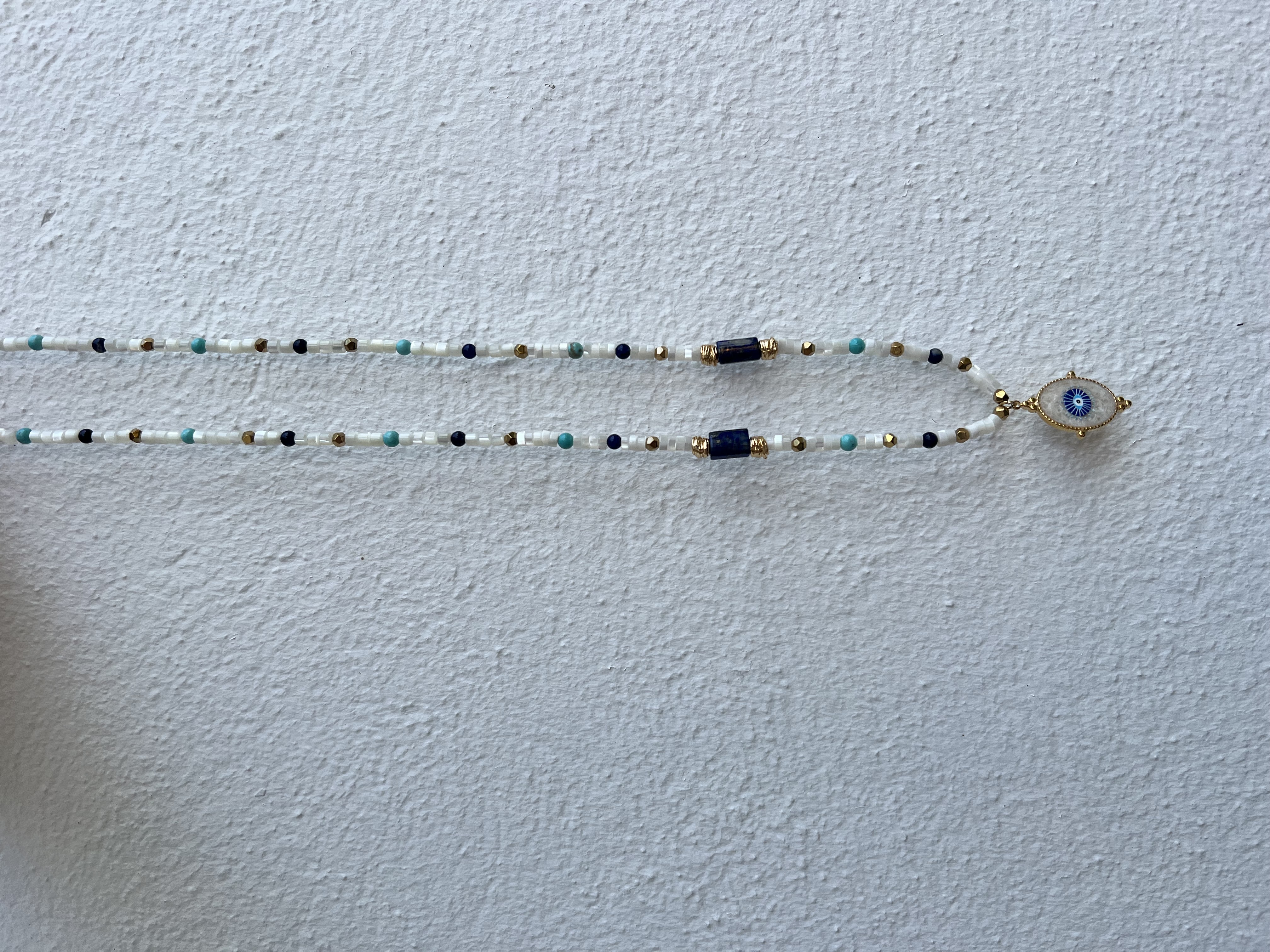 collier SANTORIN, lapis lazuli, turquoise, nacre
