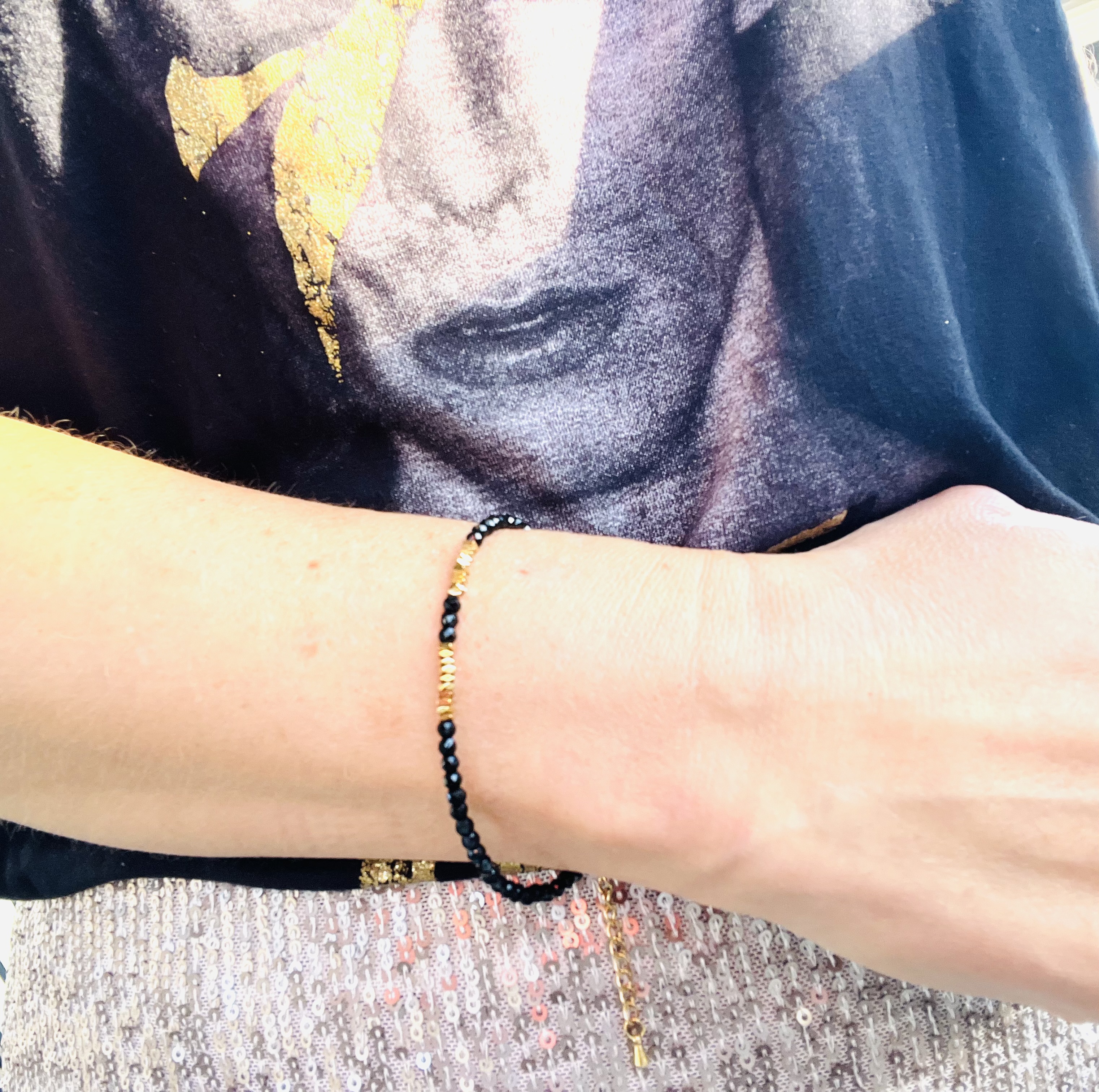 Bracelet CARBIDE, spinelle, hématite plaqué or