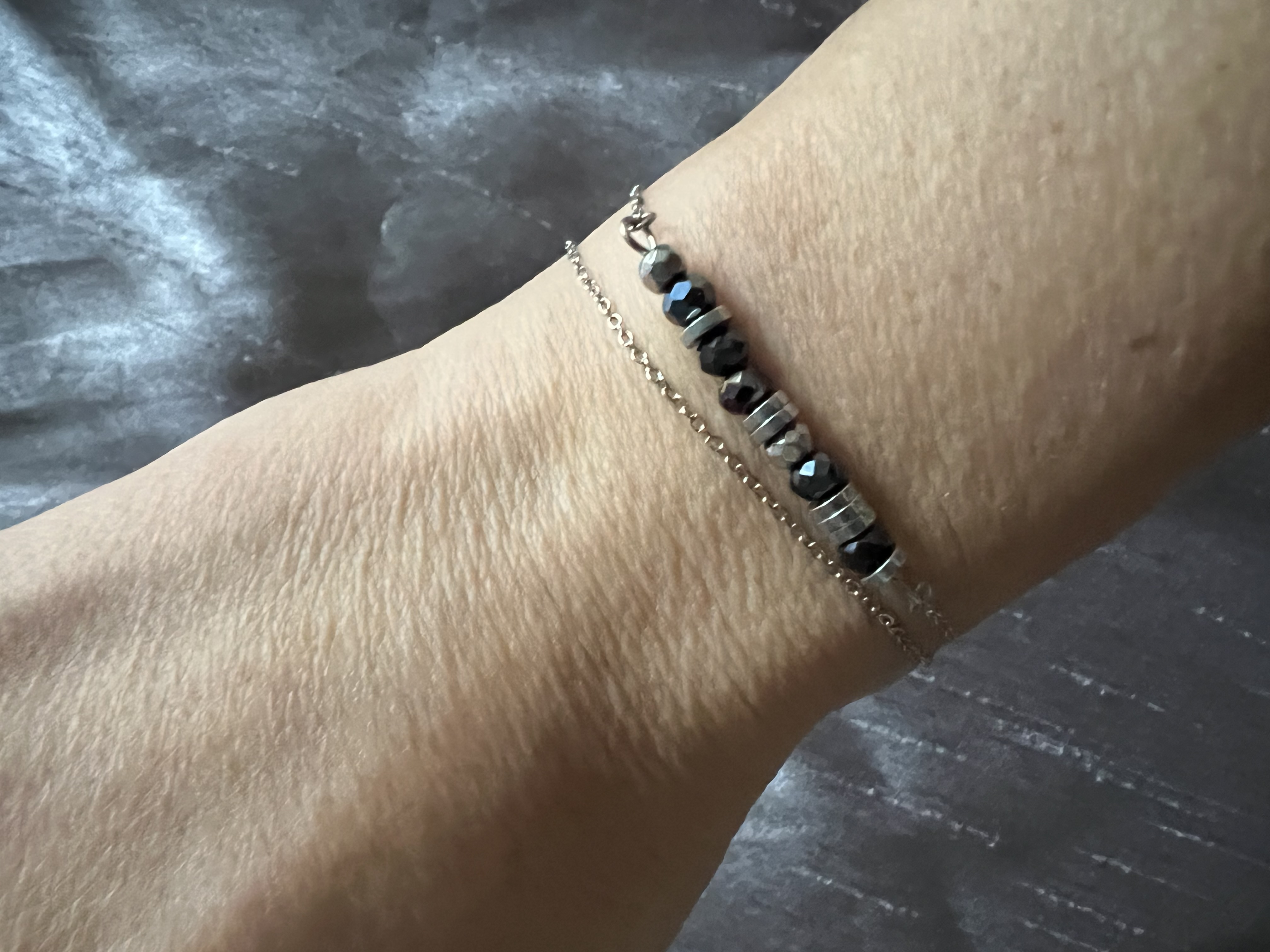 Bracelet REBEL, cristal, hématite argentée