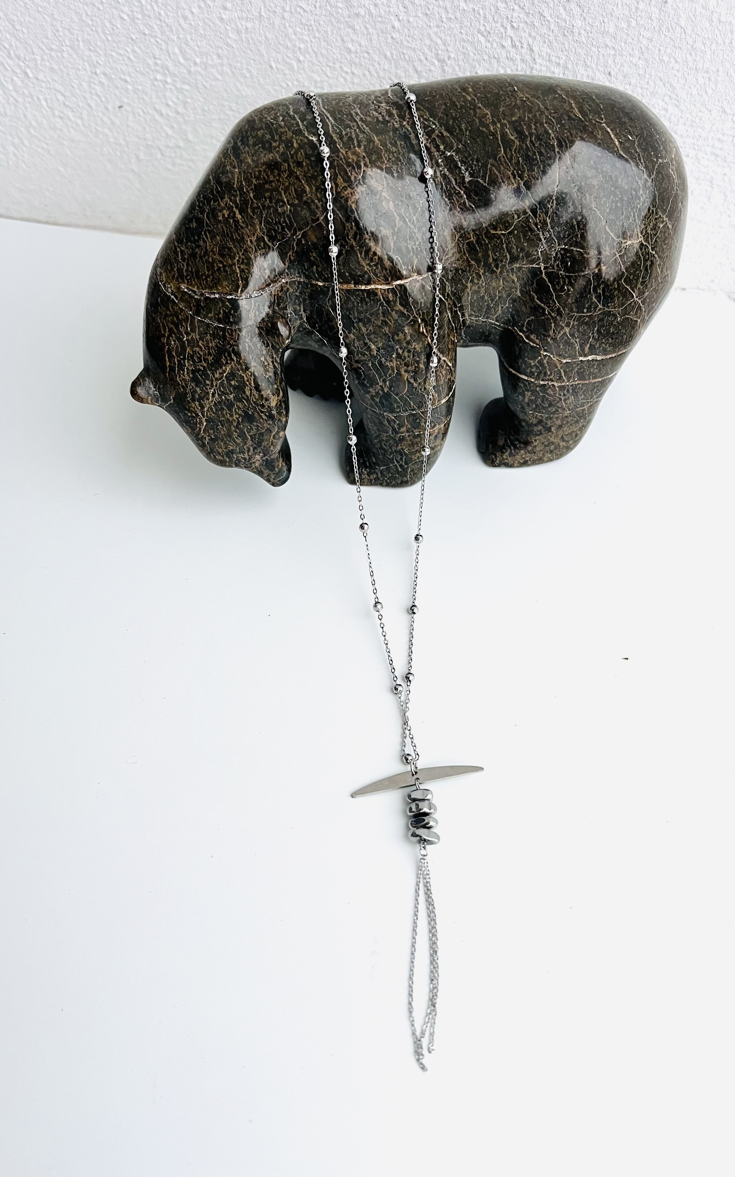 Collier SILVER INUKSHUK II, hématite argentée