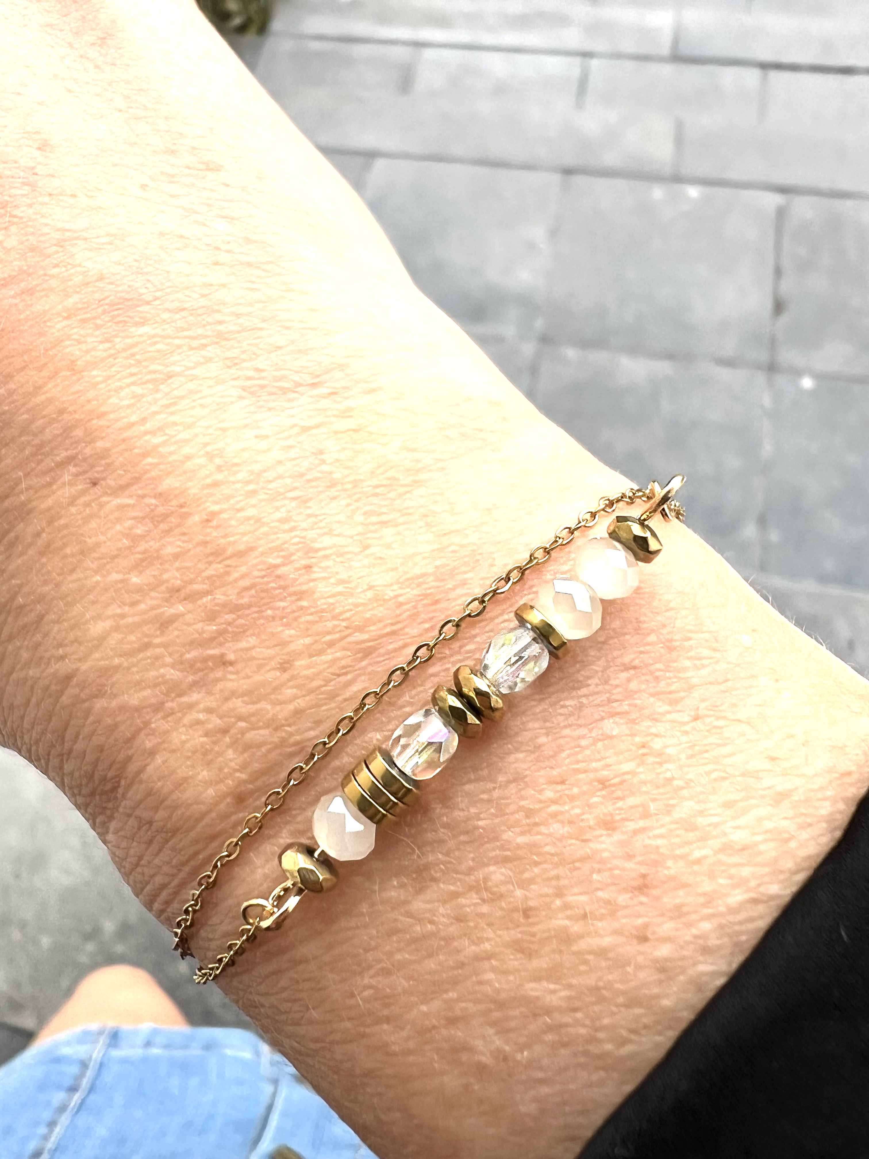 Bracelet YOU'RE A GEM, cristal, hématite plaqué or 14k