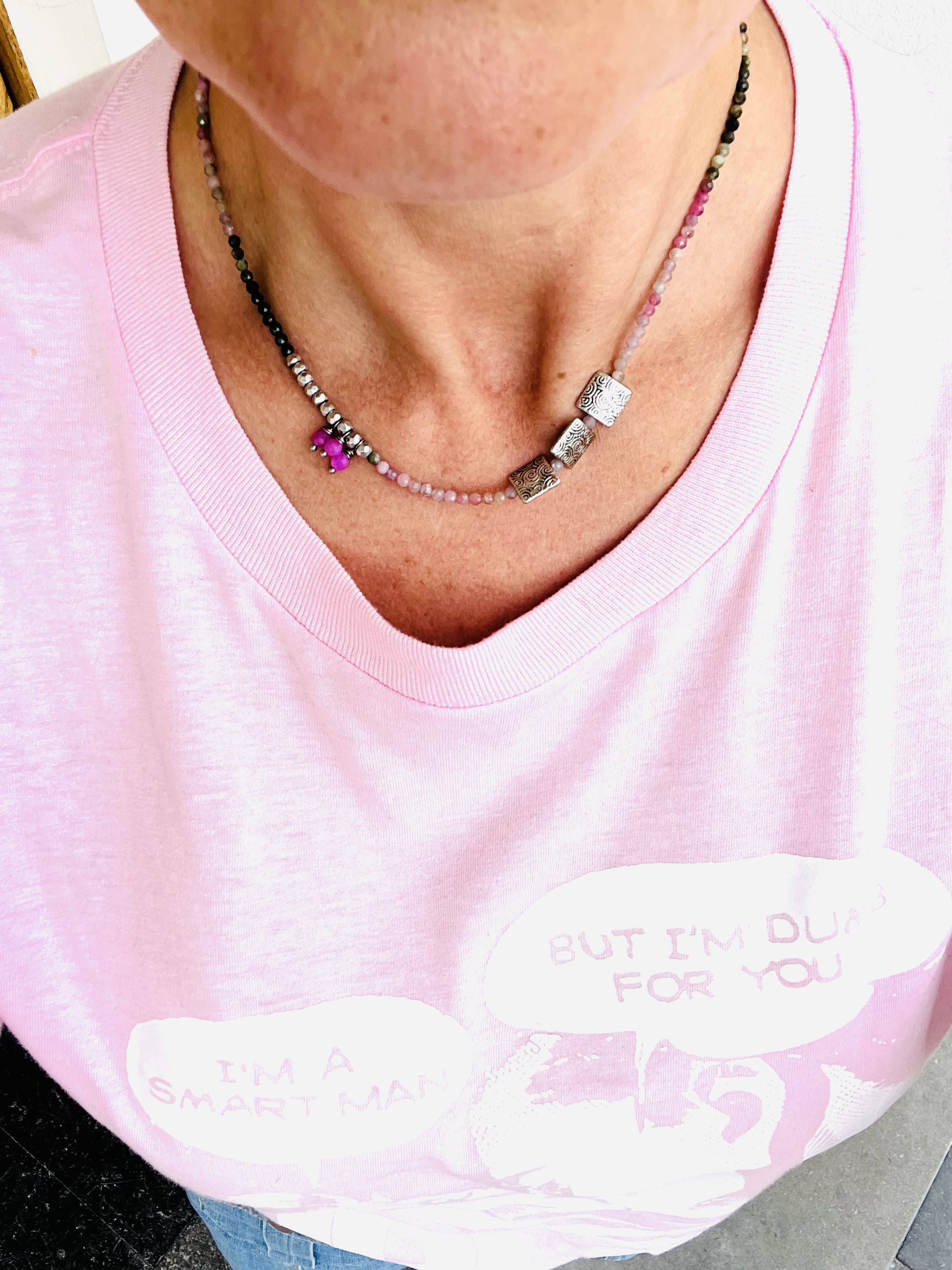 Collier ORQUIDEA, tourmaline, hématite