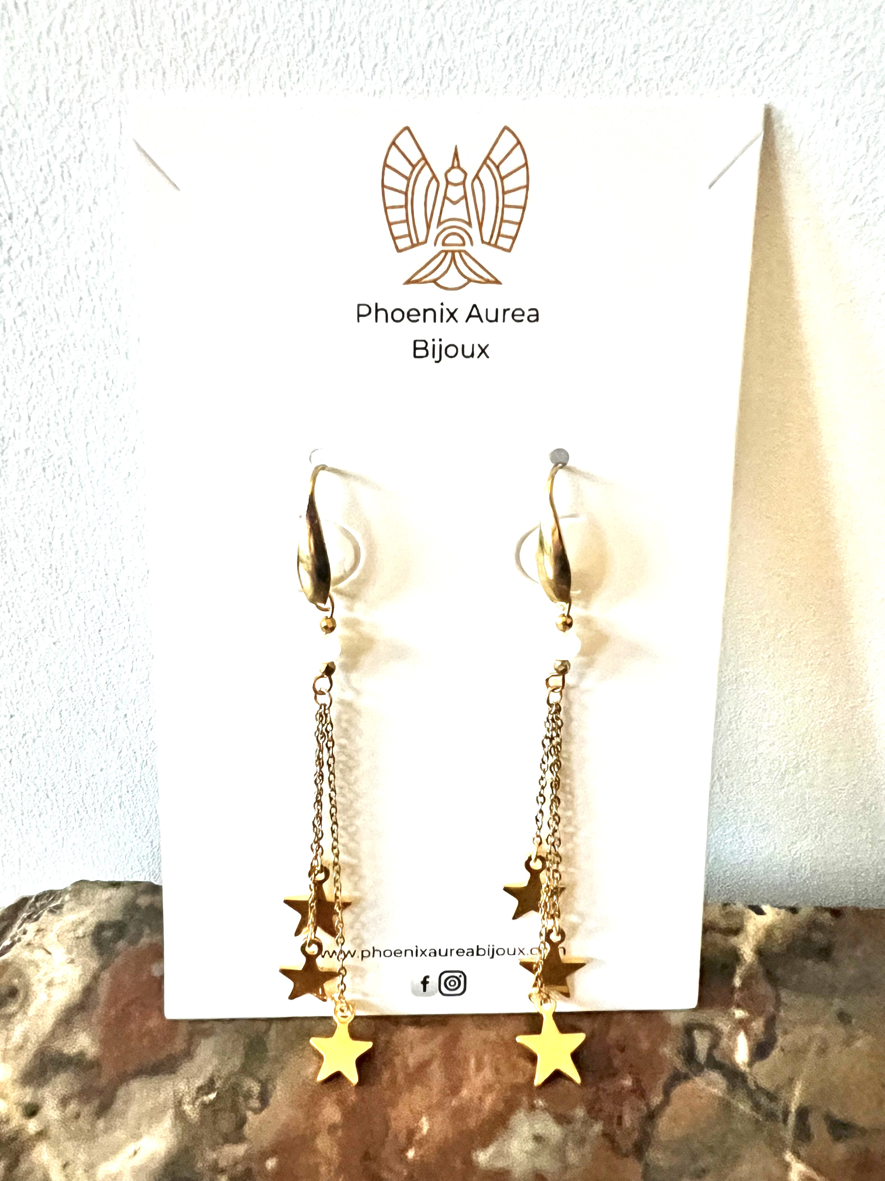 Boucles d'oreilles PLUIE D’ETOILES, cristal de Bohème 