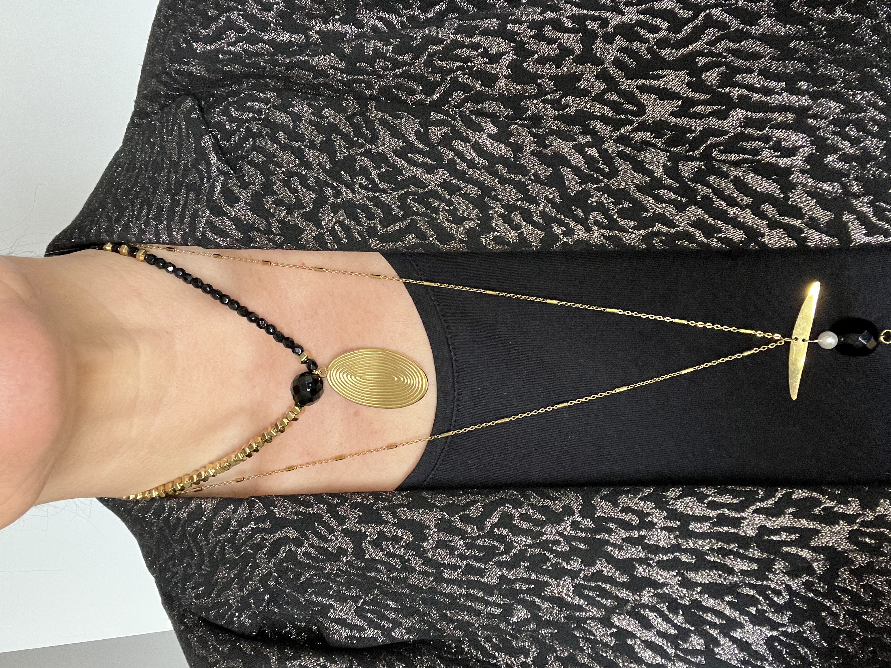 Collier WILLOW, hématite dorée, cristal de Bohème