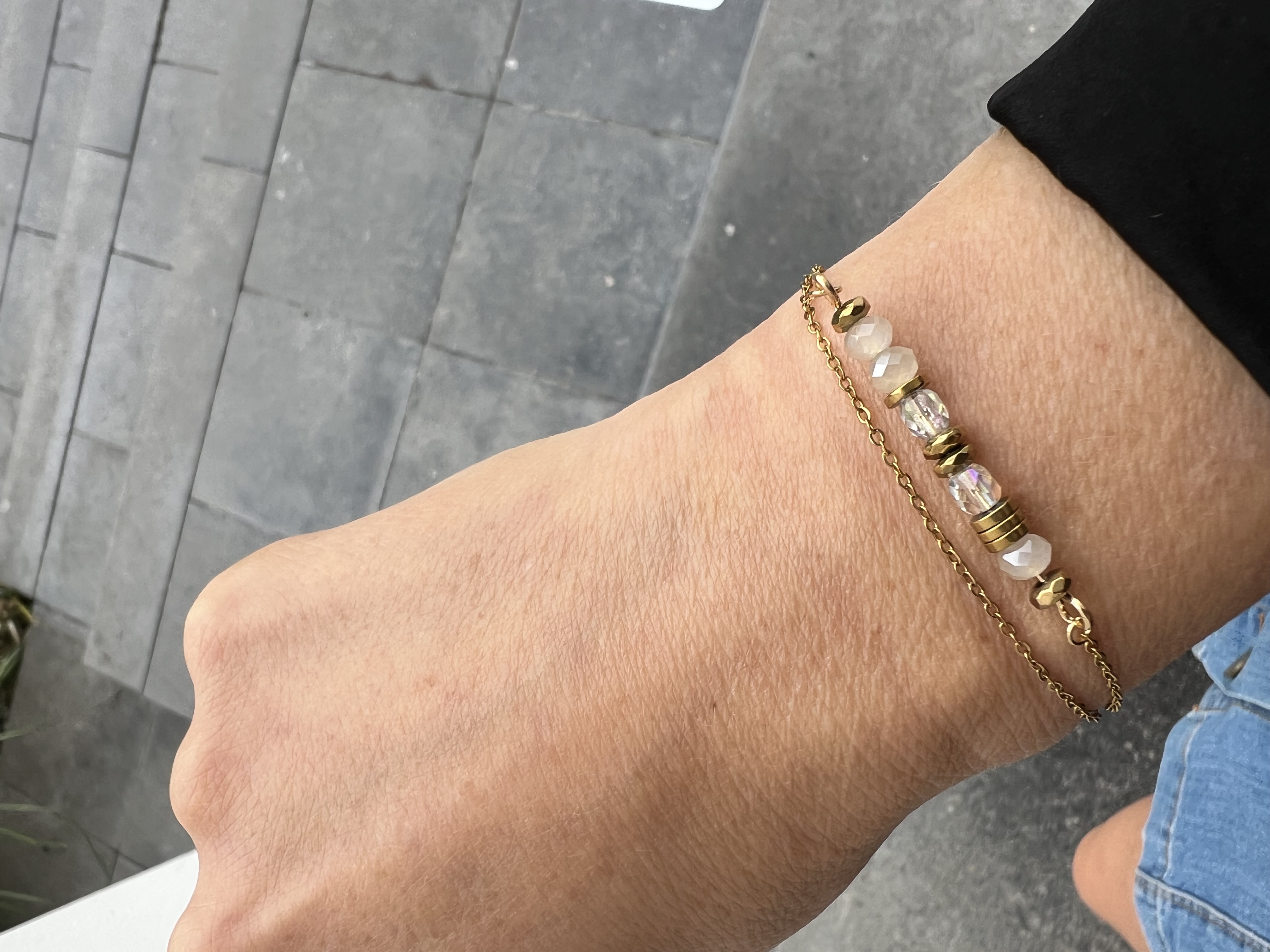 Bracelet YOU'RE A GEM, cristal, hématite plaqué or 14k 