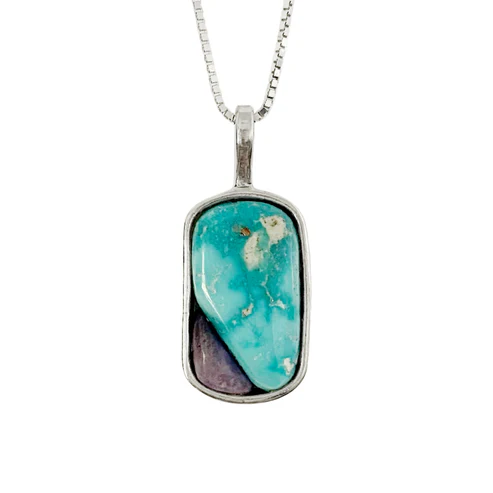Whitewater Turquoise & Charoite Pendant