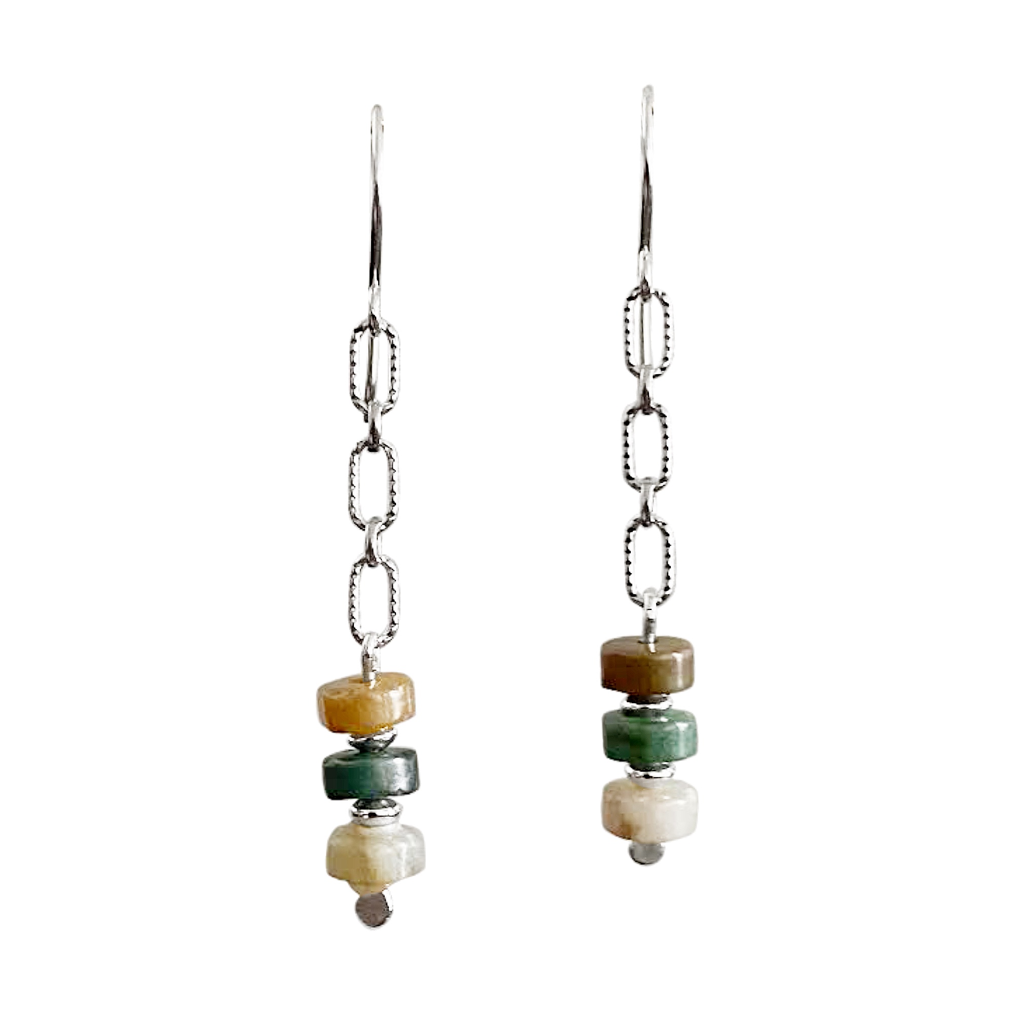 Triple Jasper Chain Earrings