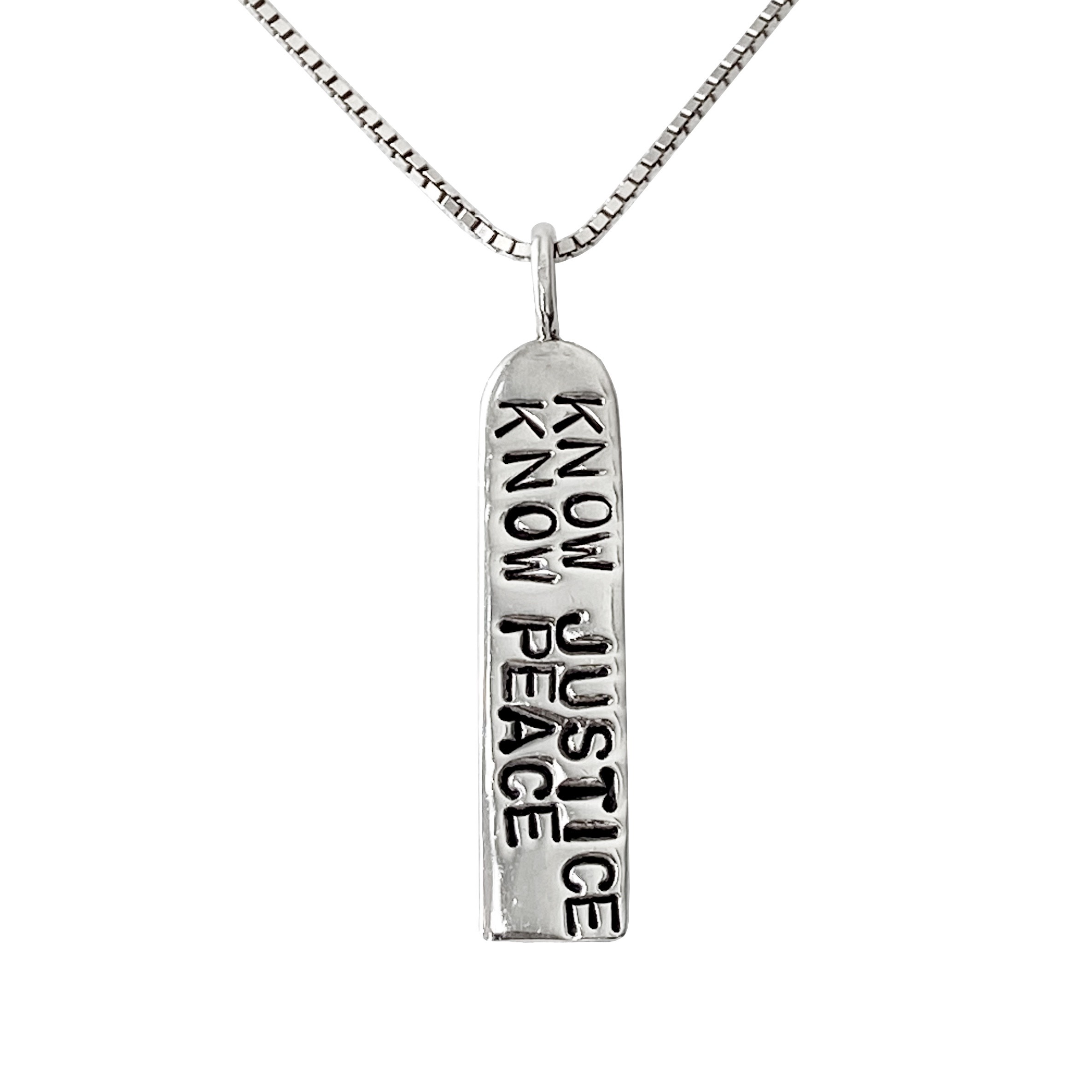 Know Justice Know Peace Pendant