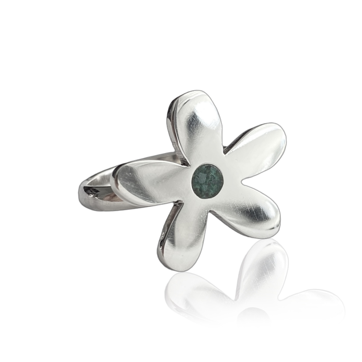 Size 4.5 Malachite Flower Ring