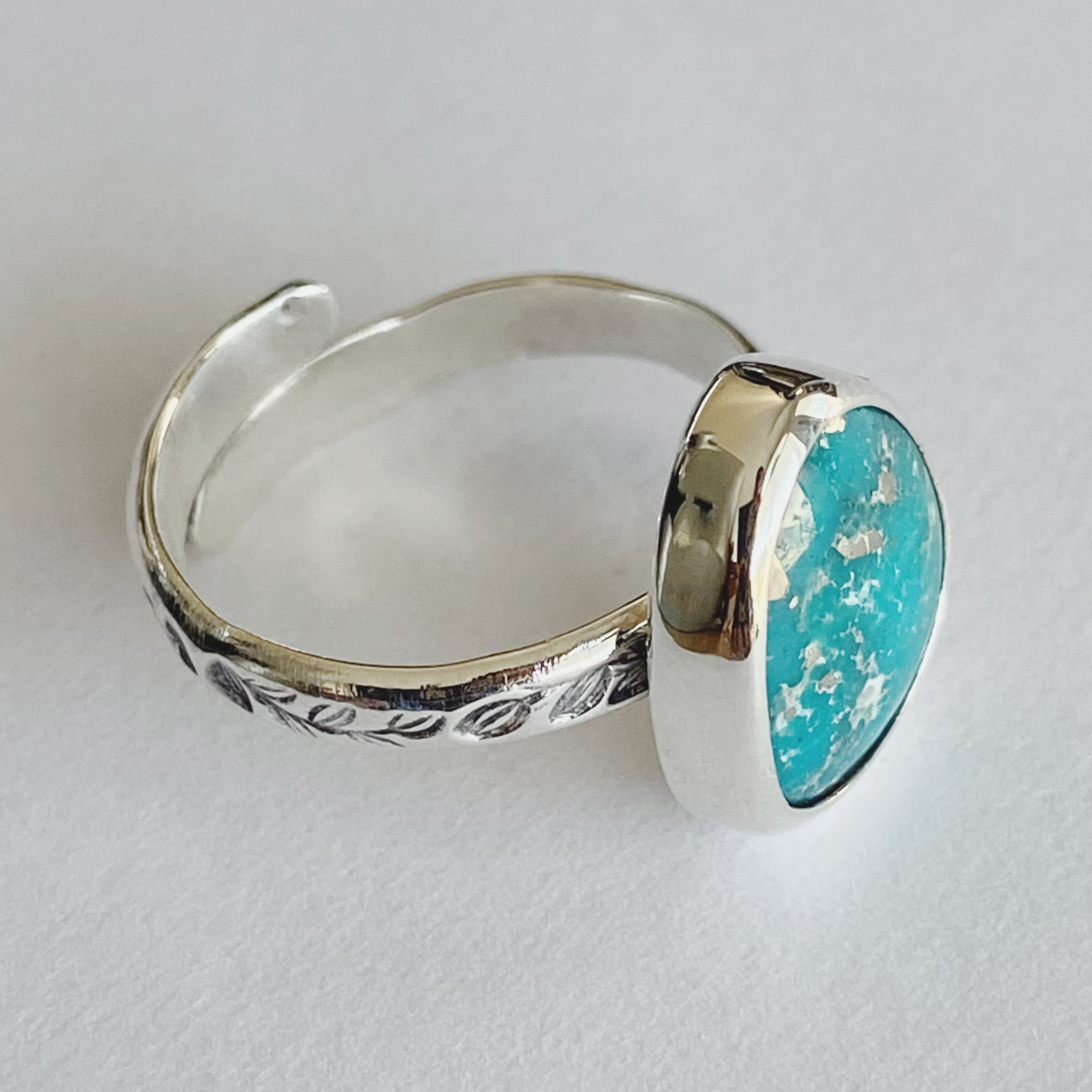 Adjustable Whitewater Turquoise Ring
