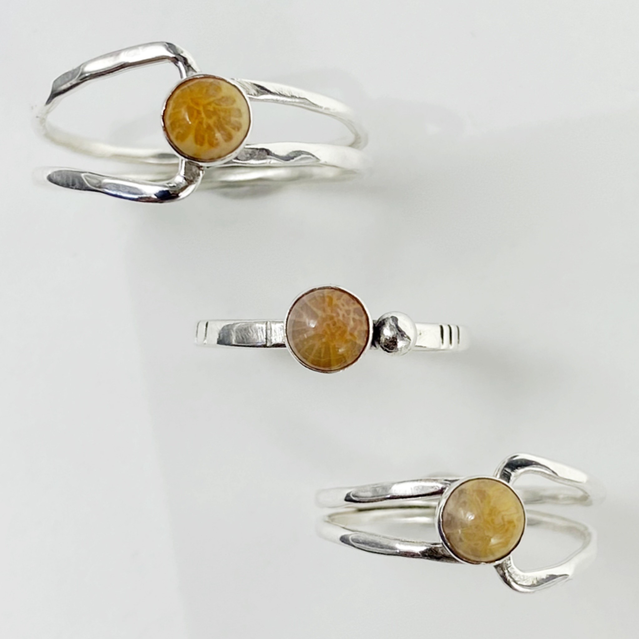 Size 10.75 Endless Road Ring with Fossil Coral