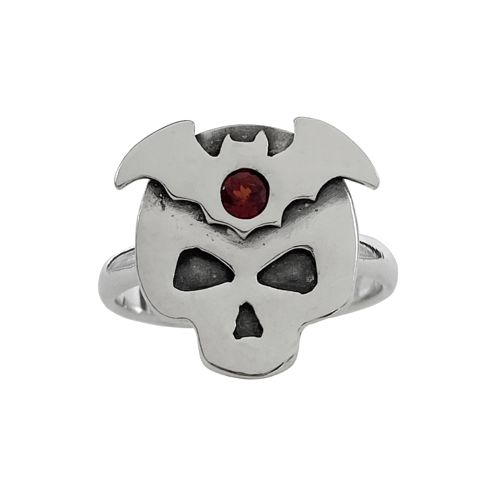 Bat-Crowned Skull Ring