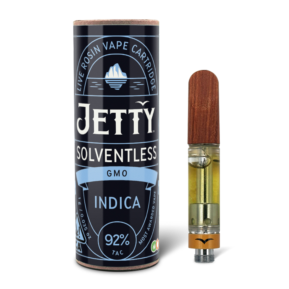 Jetty Extracts - 1 Gram Solventless Live Rosin Vape Cartridge - GMO - Indica