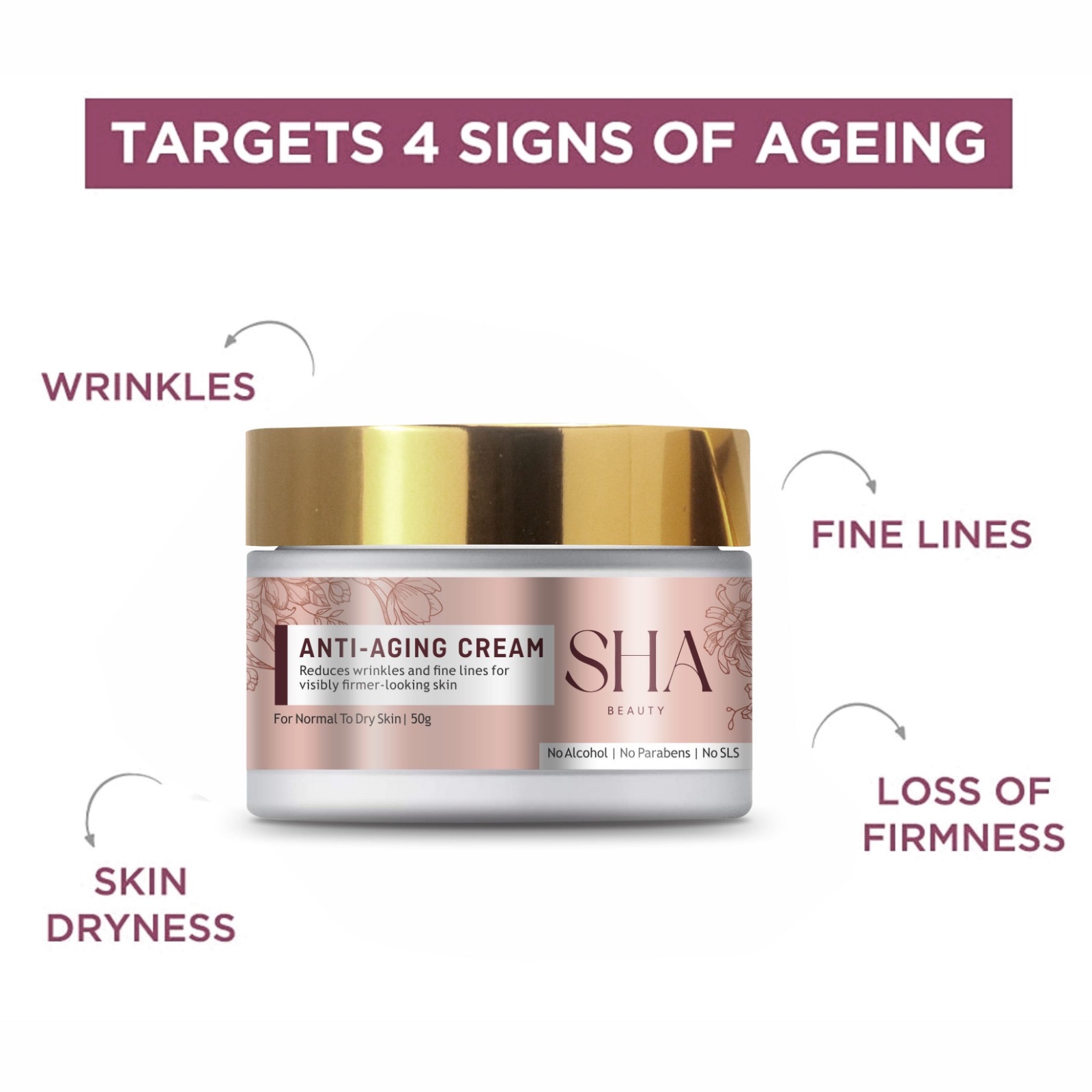 Sha Beauty Multi-Peptide Anti Aging Cream With Spf 30 For Sun Protection|Reduces Fine Lines&Wrinkles|48Hr Intense Moisturization|Boosts Collagen|For Mature&Normal To Dry Skin|50gm