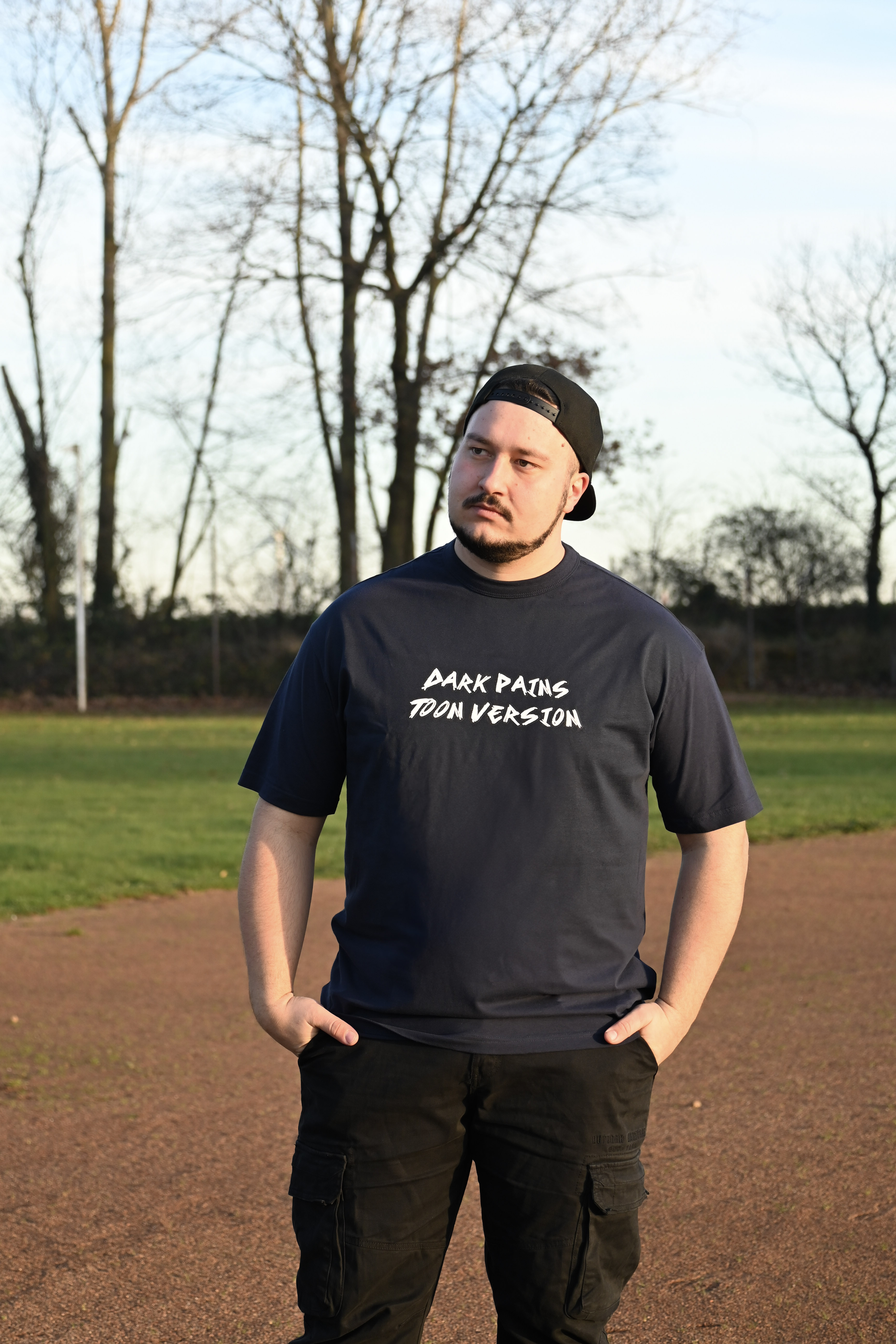 Oversized T-Shirt "Dark Pains Toon Version" French Navy (Dunkelblau)