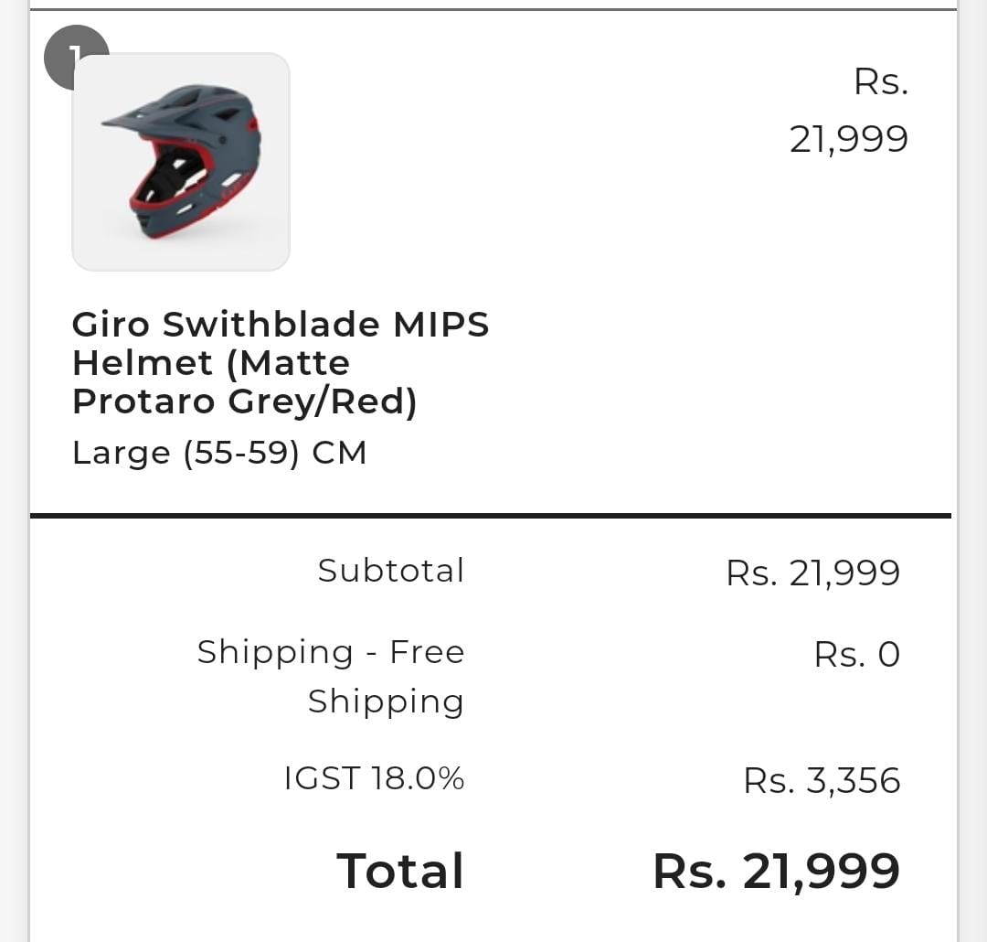 Giro Swithblade MIPS Helmet(Matte Protaro Grey/Red) Large Size-55-59cm