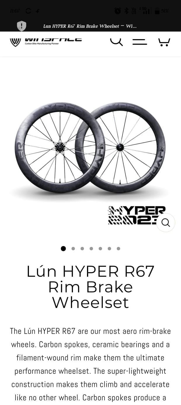 Lun Hyper 67 mm Rim Brake Wheelset