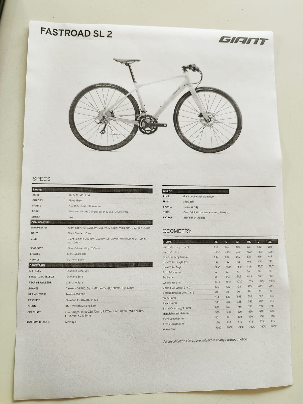 GIANT FASTROAD SL2 -54 cms -2022