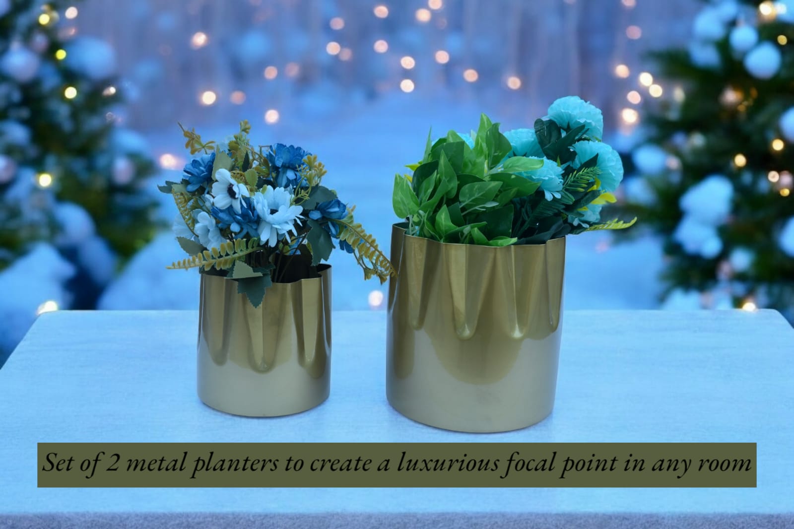 Elegant Metal Planter Set