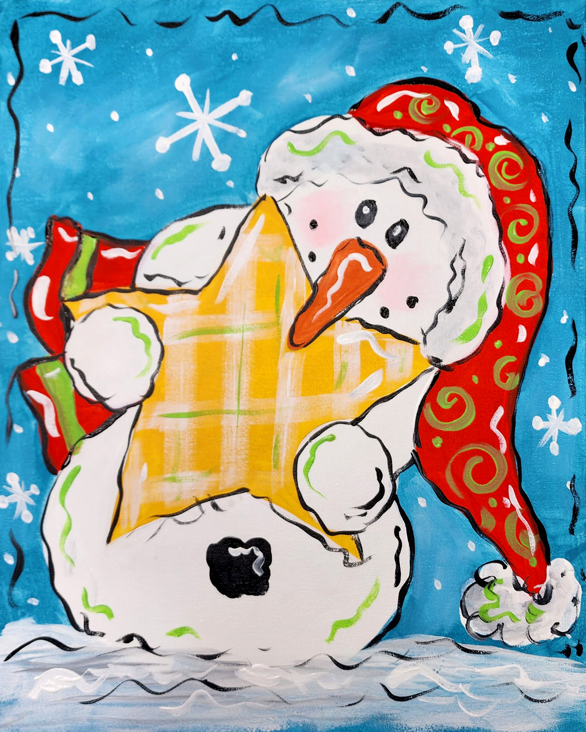 Snowman with Star Canvas Painting Kit