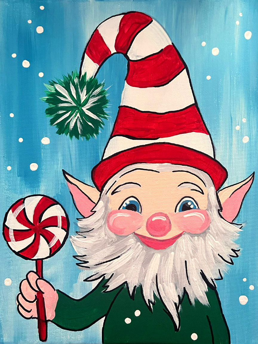 Peppermint Elf Canvas Painting Kit