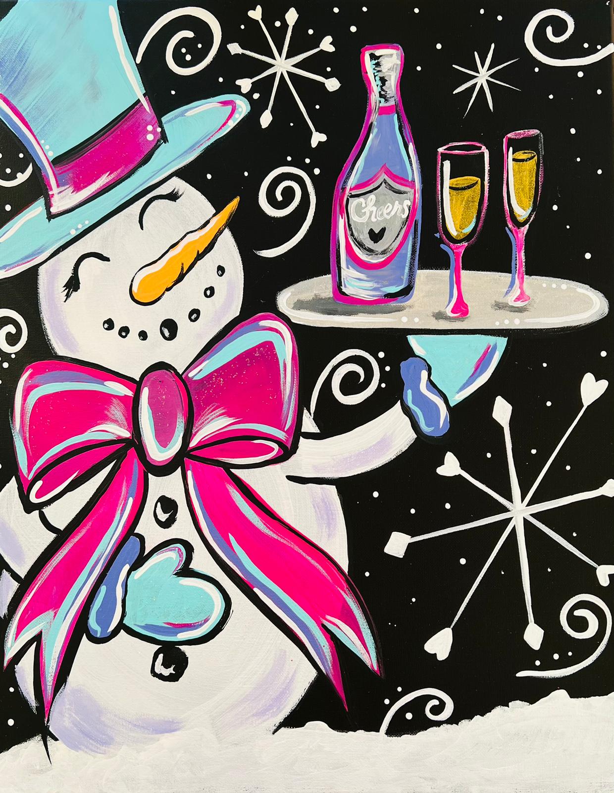 New Years Snowman Canvas Painting Kit