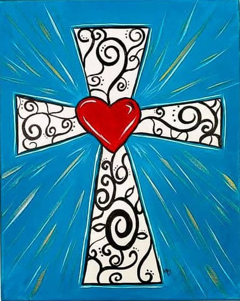 Cross and Vines Canvas Painting Kit