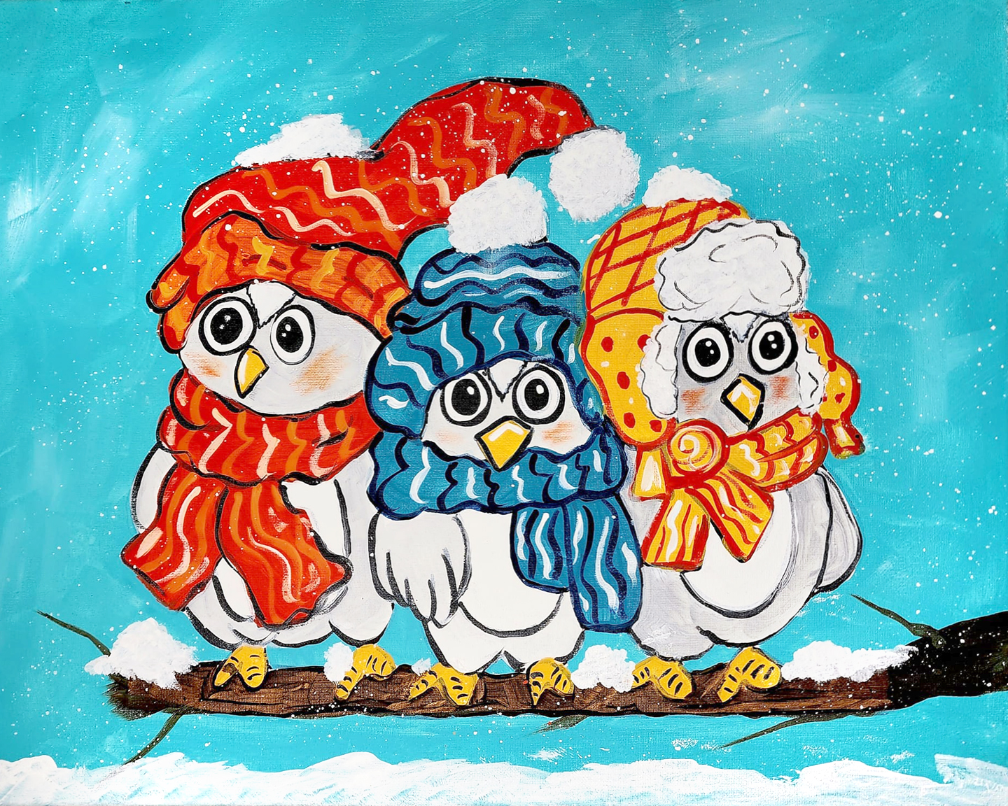 Winter Owls Canvas Painting Kit