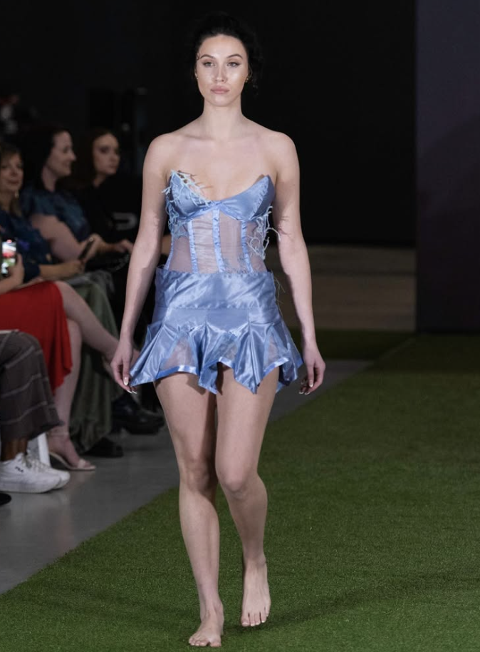 Blue Satin Tennis Corset and Skirt