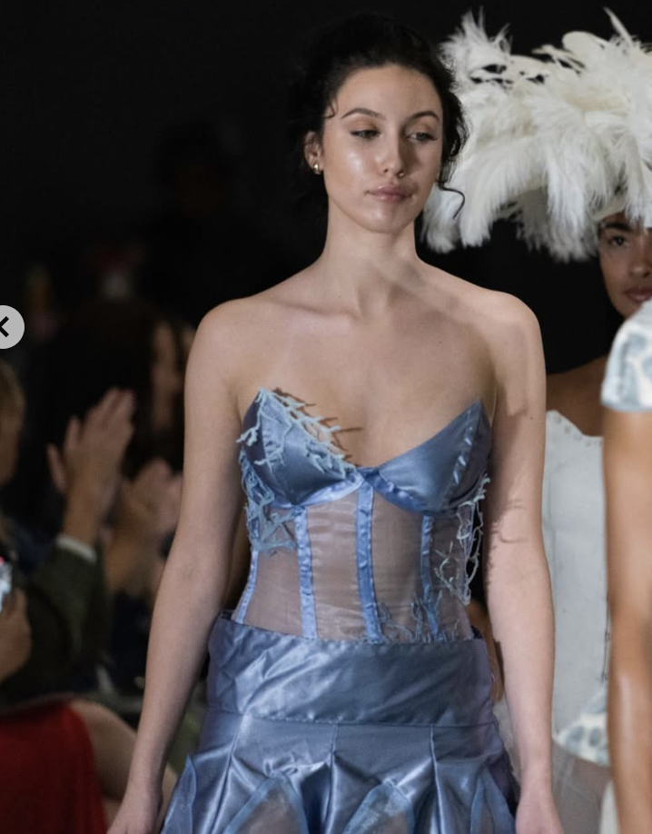 Blue Satin Tennis Corset and Skirt