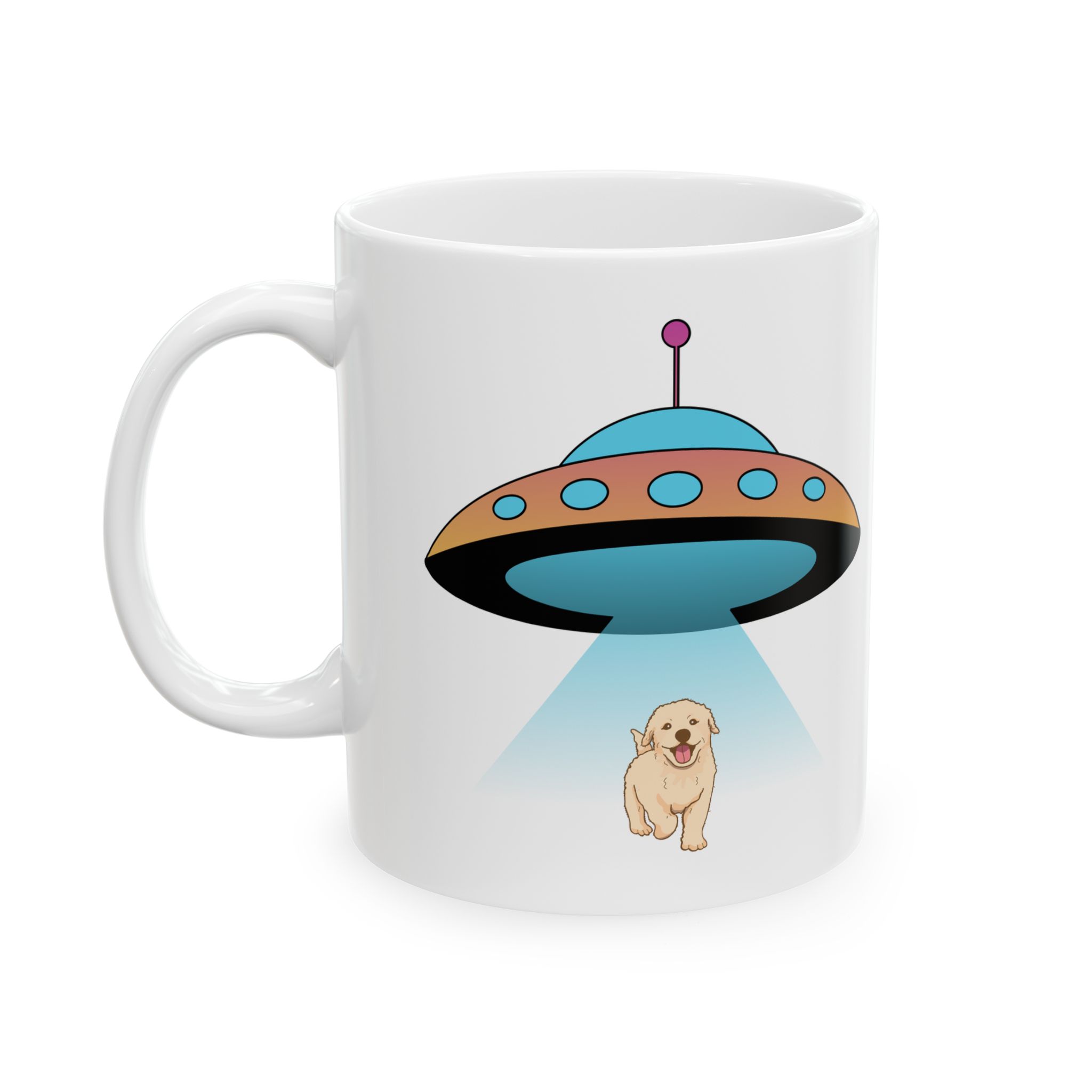 UFO and Puppy Graphic Mug