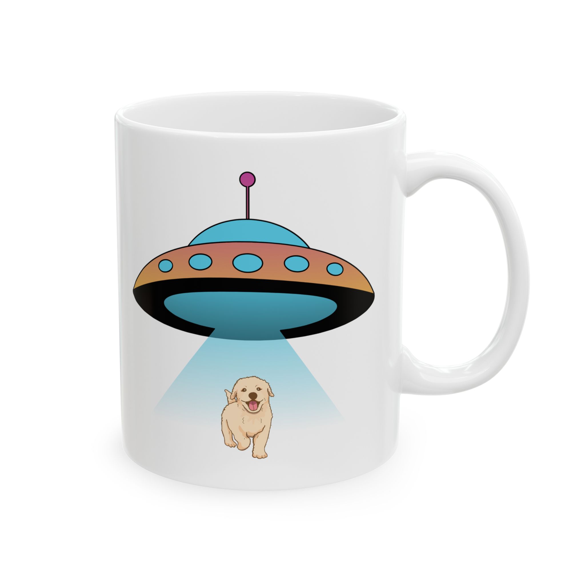 UFO and Puppy Graphic Mug