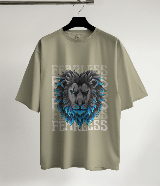 Fearless Lion Graphic Oversized T-Shirt
