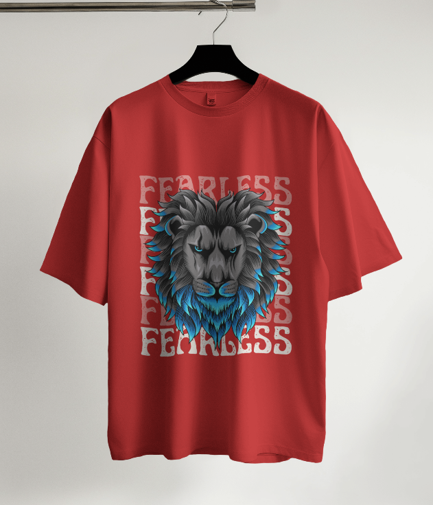 Fearless Lion Graphic Oversized T-Shirt