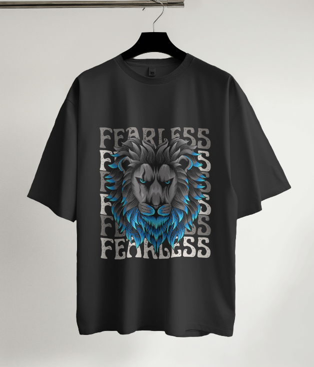 Fearless Lion Graphic Oversized T-Shirt