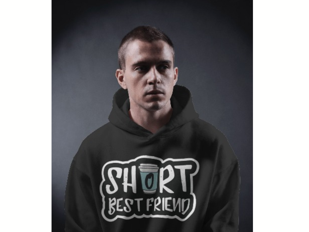 Hoodie with 'Short Best Friend' Print