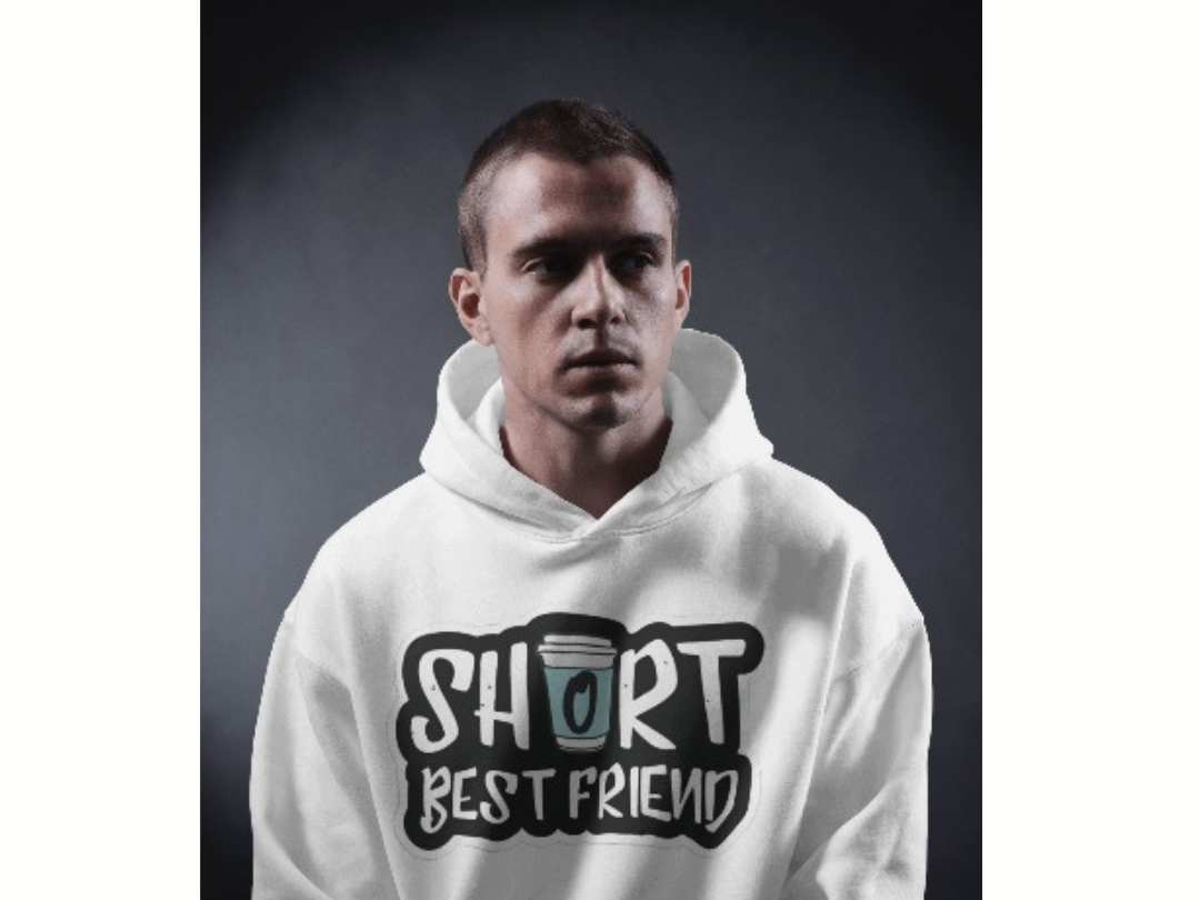 Hoodie with 'Short Best Friend' Print