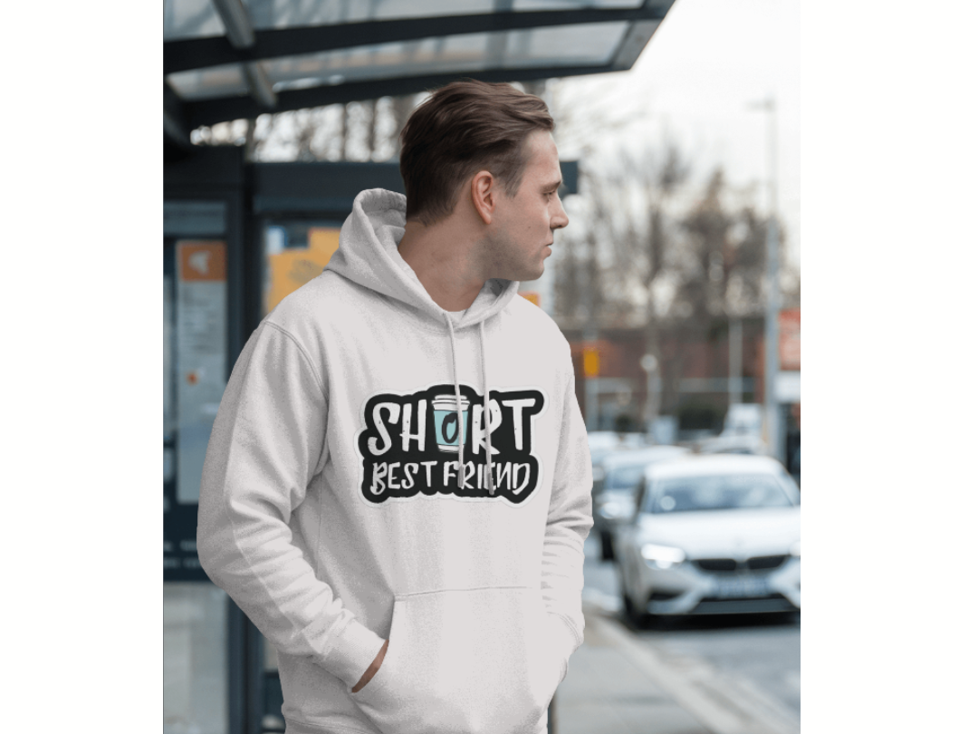 Hoodie with 'Short Best Friend' Print