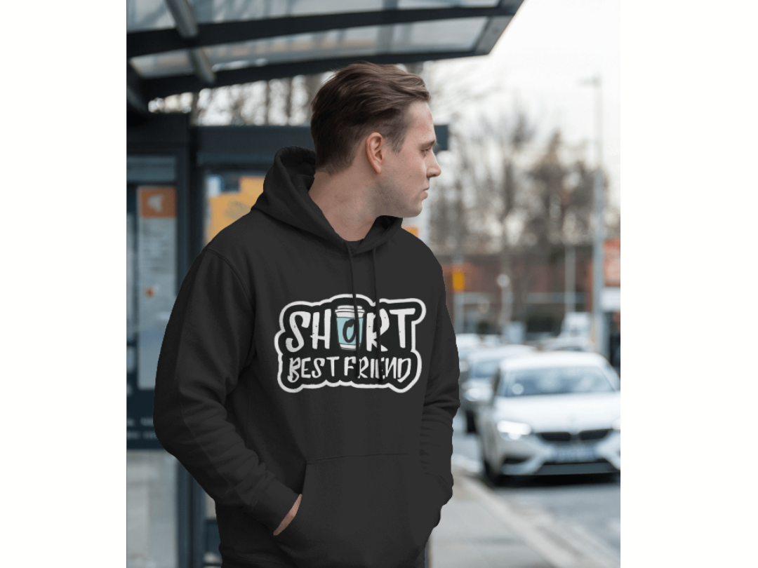 Hoodie with 'Short Best Friend' Print