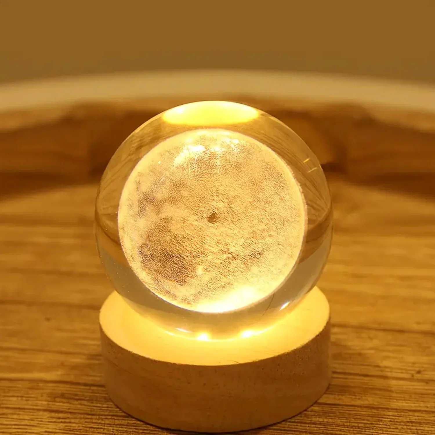 Moon 3D Crystal Ball Lamps with Base For Bedroom 3D Lamps
