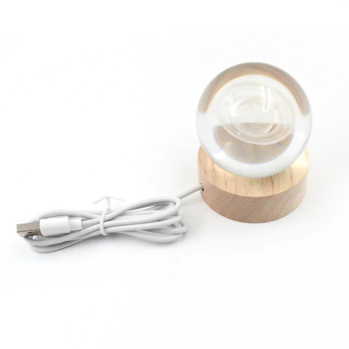Crystal Galaxy Lamp 3D Crystal Ball With Wood Base 