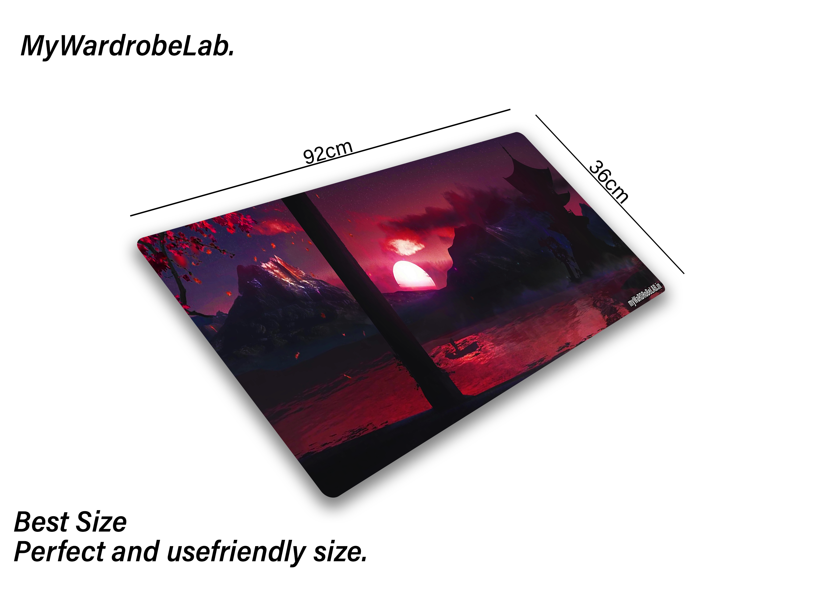 "Ultra-Wide Gaming Mouse Pad - Japanese Sunset Aesthetic"